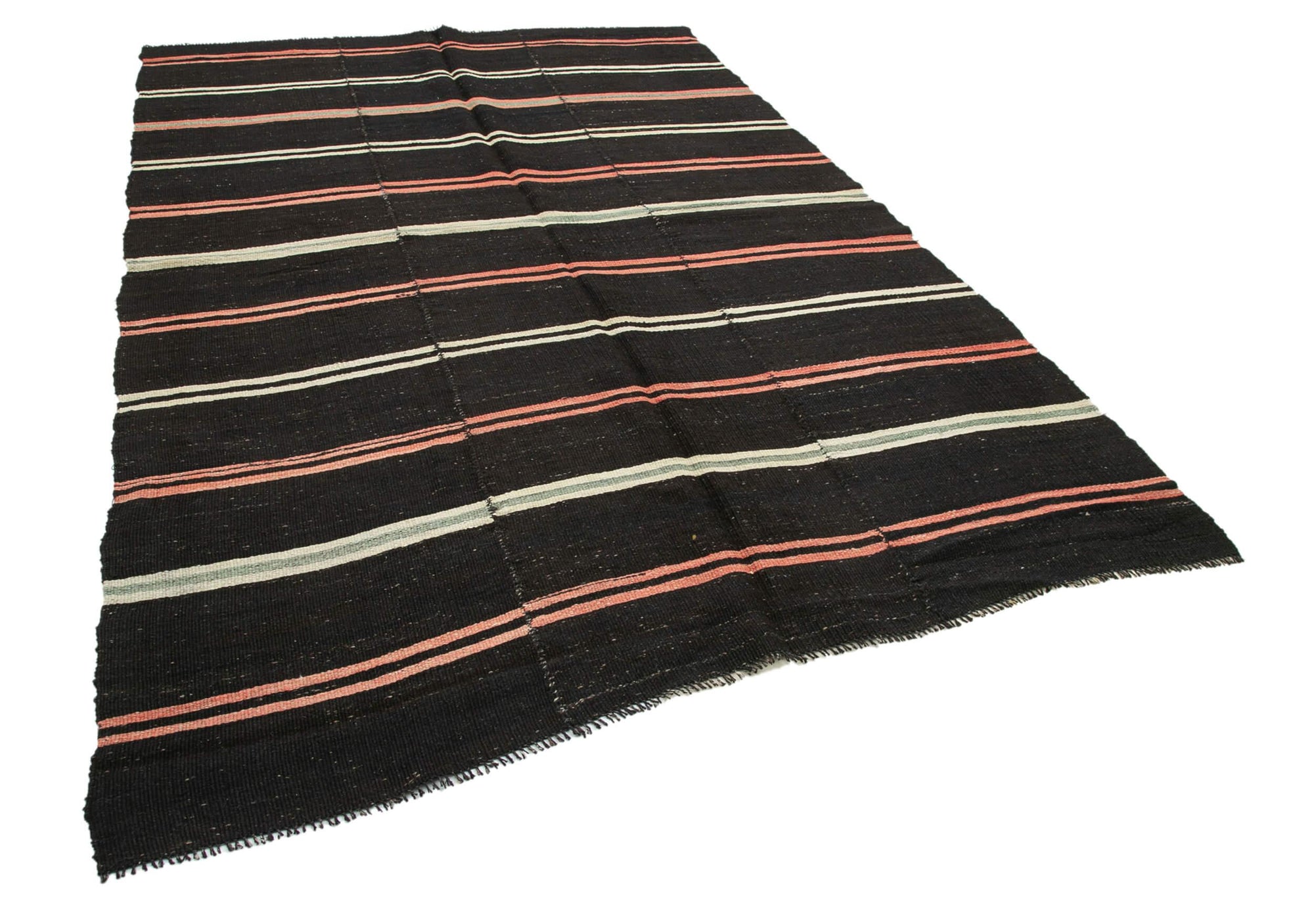 7 x 10 Black Vintage Turkish Kilim Rug - 3808