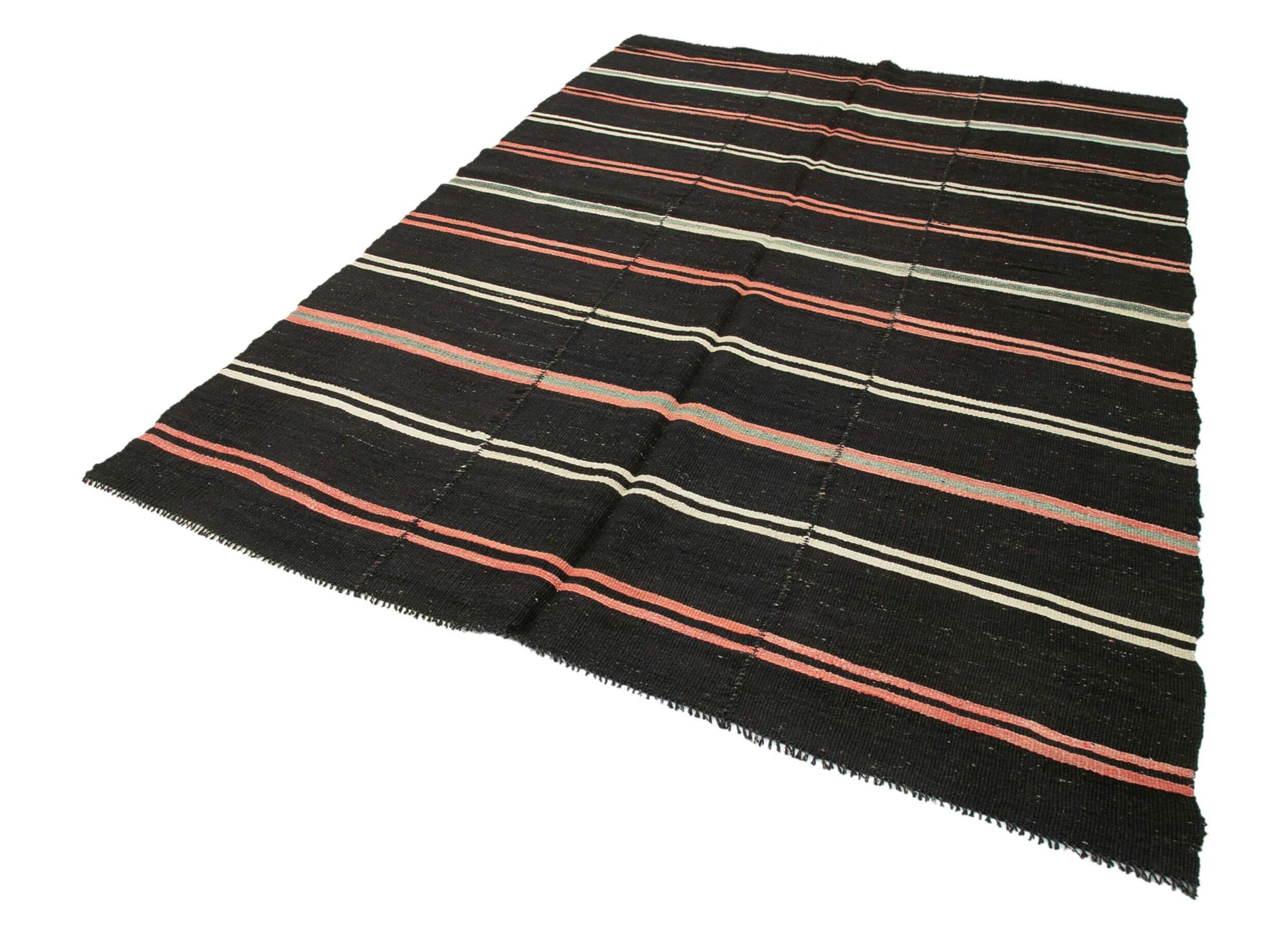 7 x 10 Black Vintage Turkish Kilim Rug - 3808