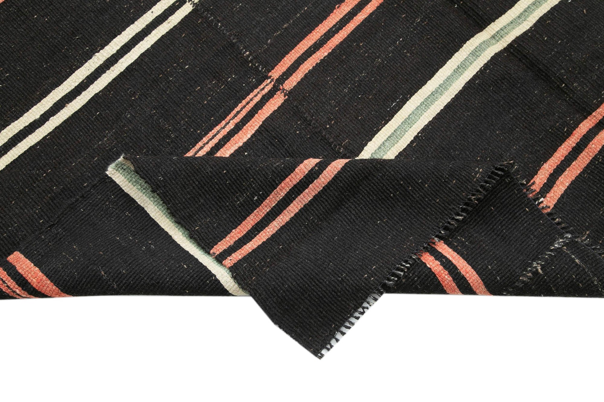 7 x 10 Black Vintage Turkish Kilim Rug - 3808