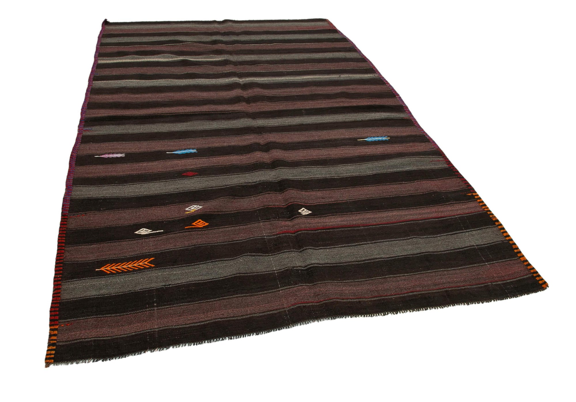 6 x 9 Brown Vintage Turkish Kilim Rug - 3816