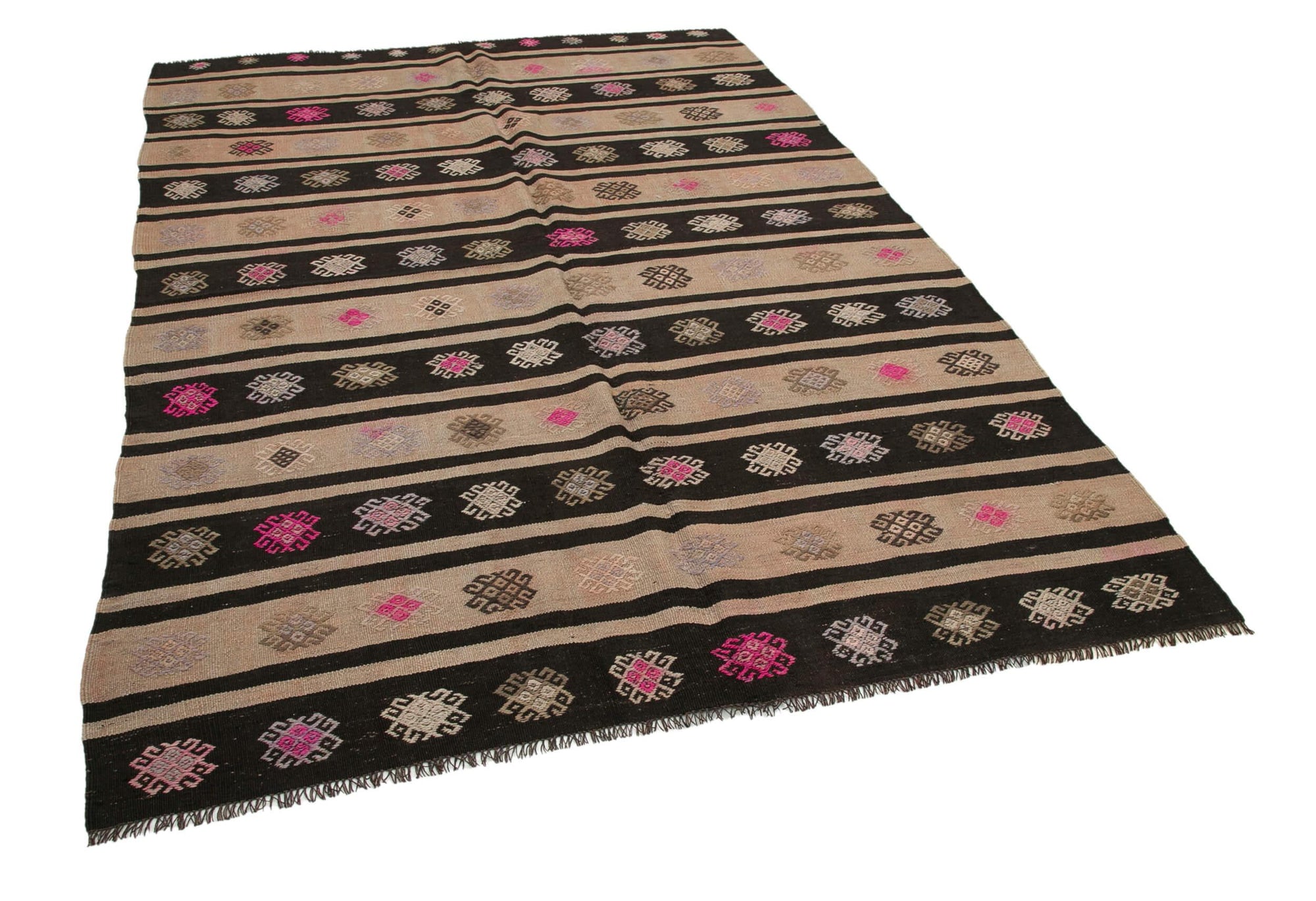 6 x 8 Brown Vintage Turkish Kilim Rug - 3817