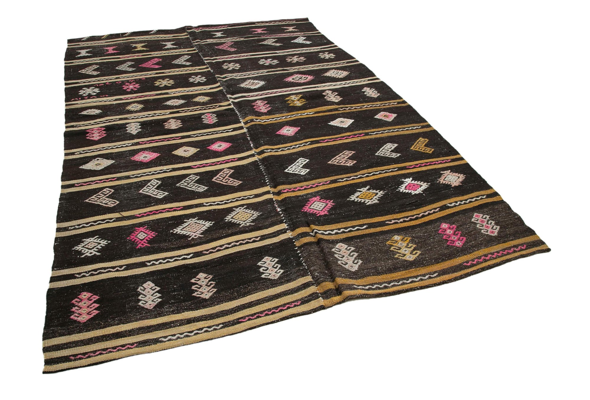 6 x 9 Brown Vintage Turkish Kilim Rug - 3819