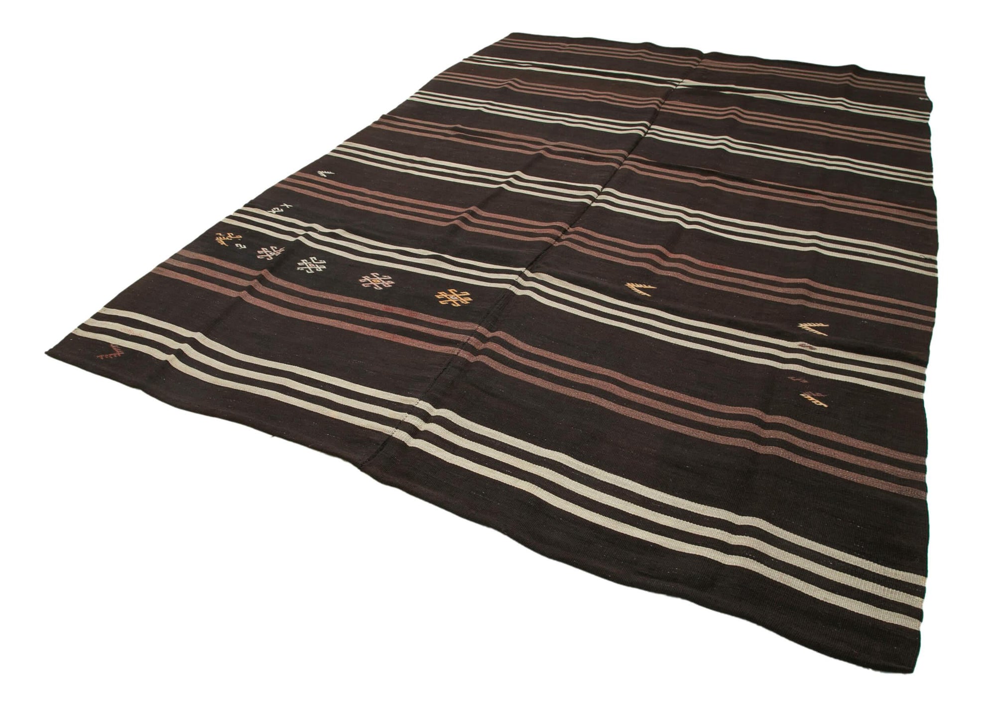 7 x 11 Brown Vintage Turkish Kilim Rug - 3827