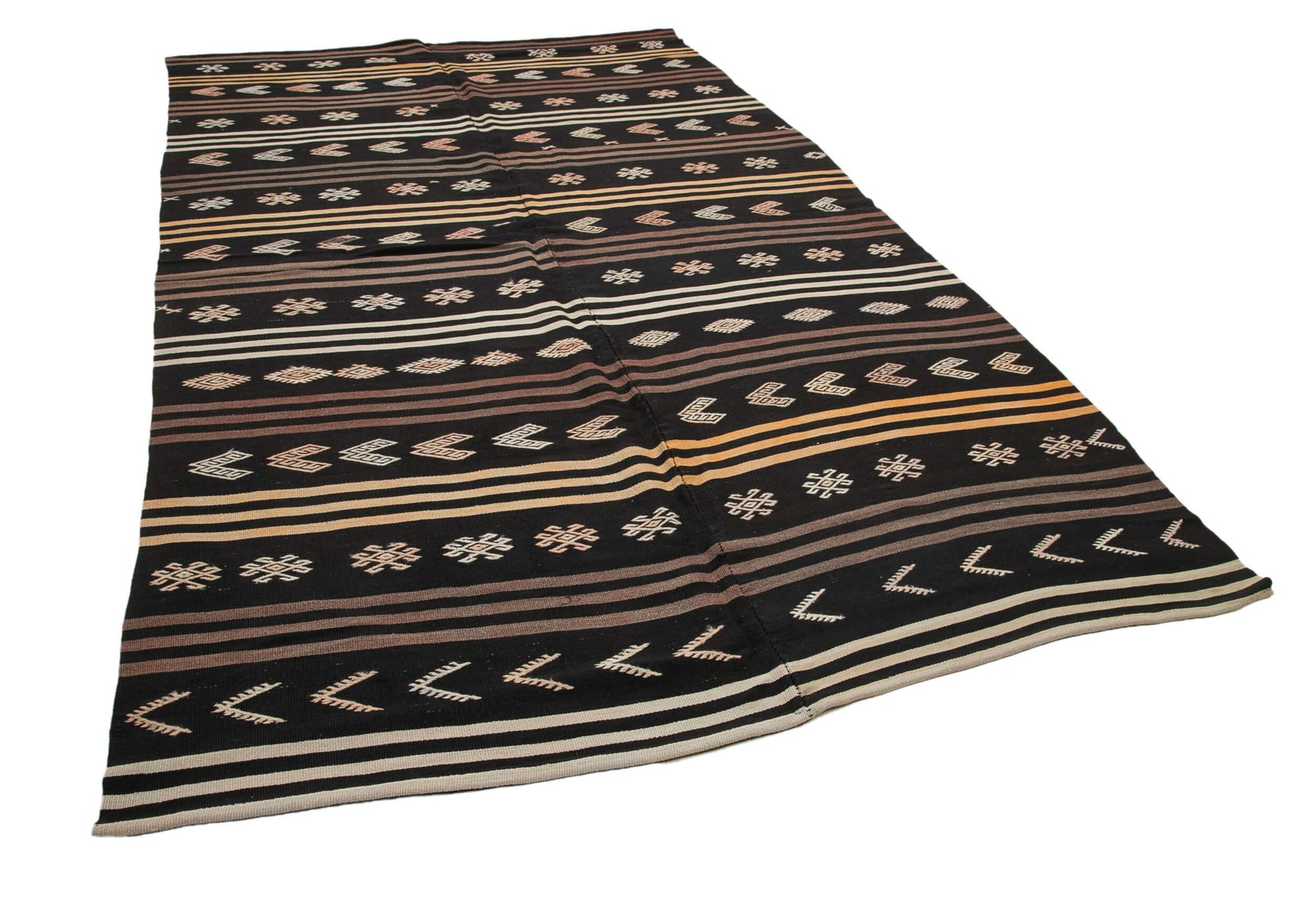 6 x 11 Brown Vintage Turkish Kilim Rug - 3828