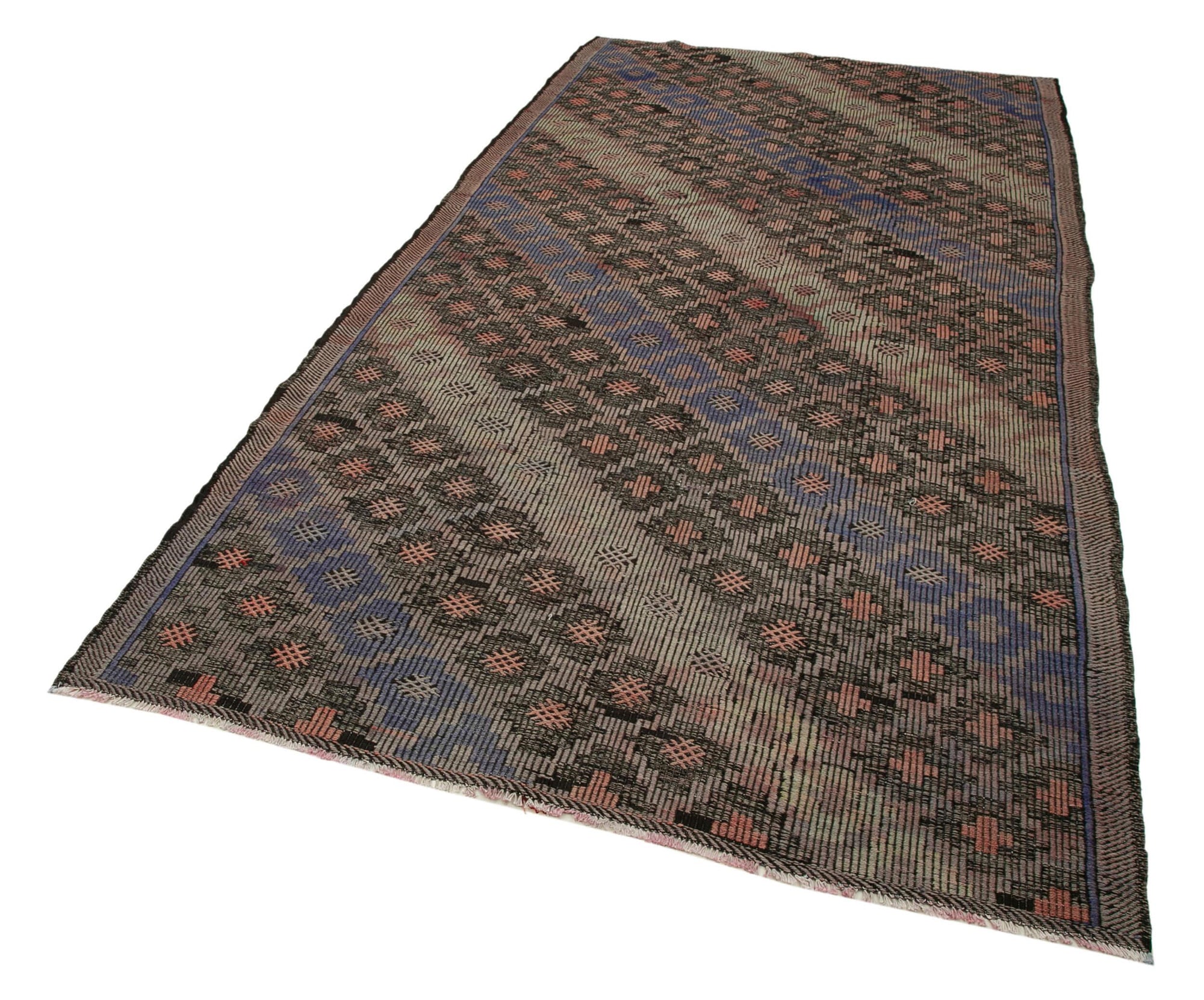 5 x 10 Brown Vintage Turkish Kilim Rug - 3877