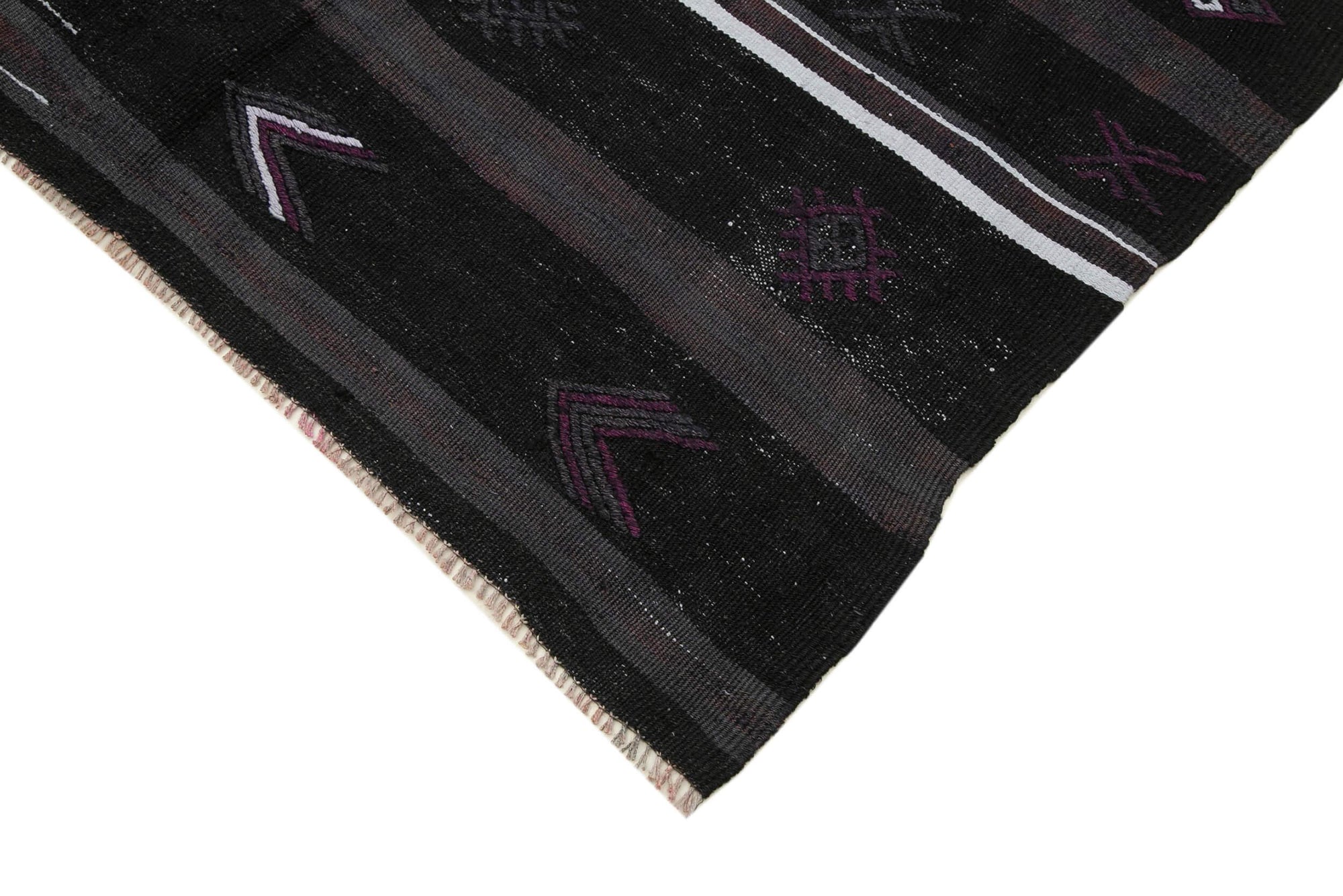 5 x 8 Black Vintage Turkish Kilim Rug - 3874