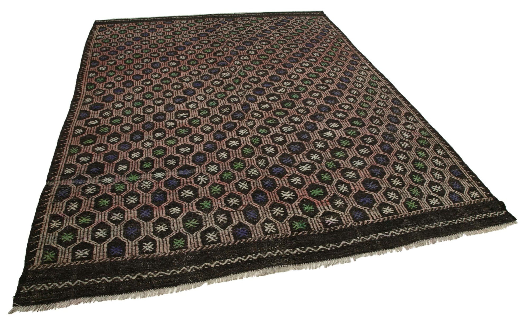 7 x 10 Brown Vintage Turkish Kilim Rug - 3884