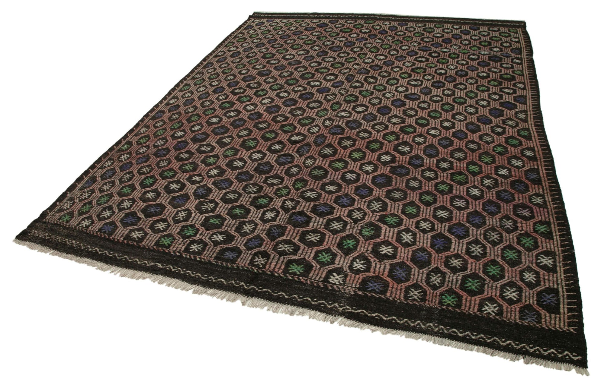 7 x 10 Brown Vintage Turkish Kilim Rug - 3884