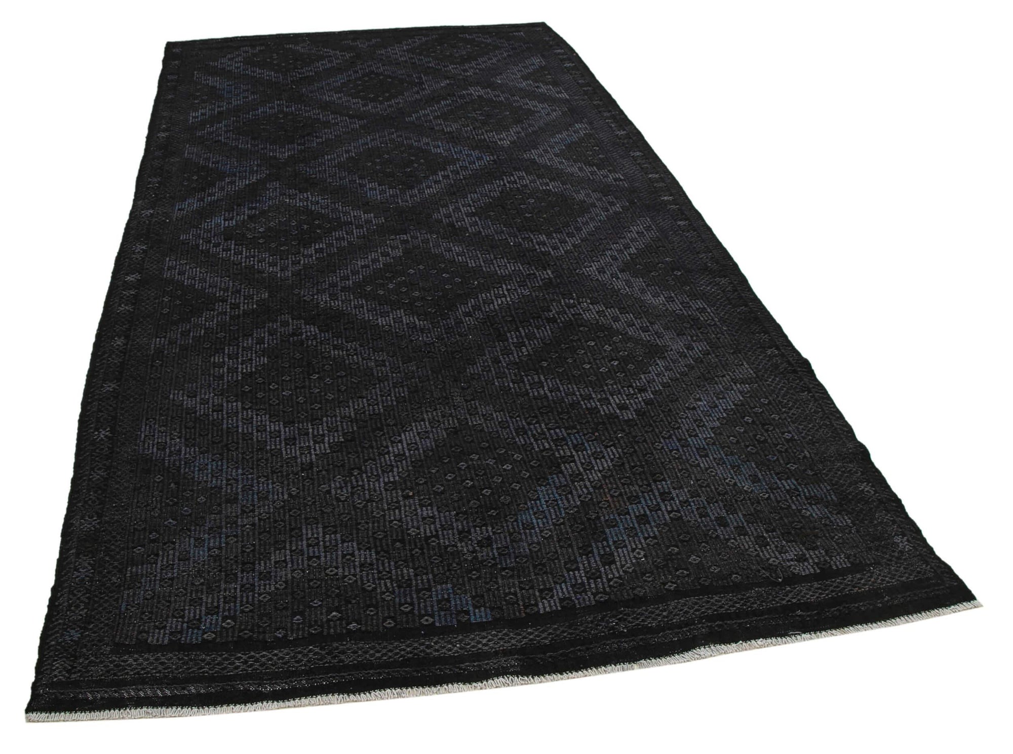 5 x 10 Black Vintage Turkish Kilim Rug - 3885