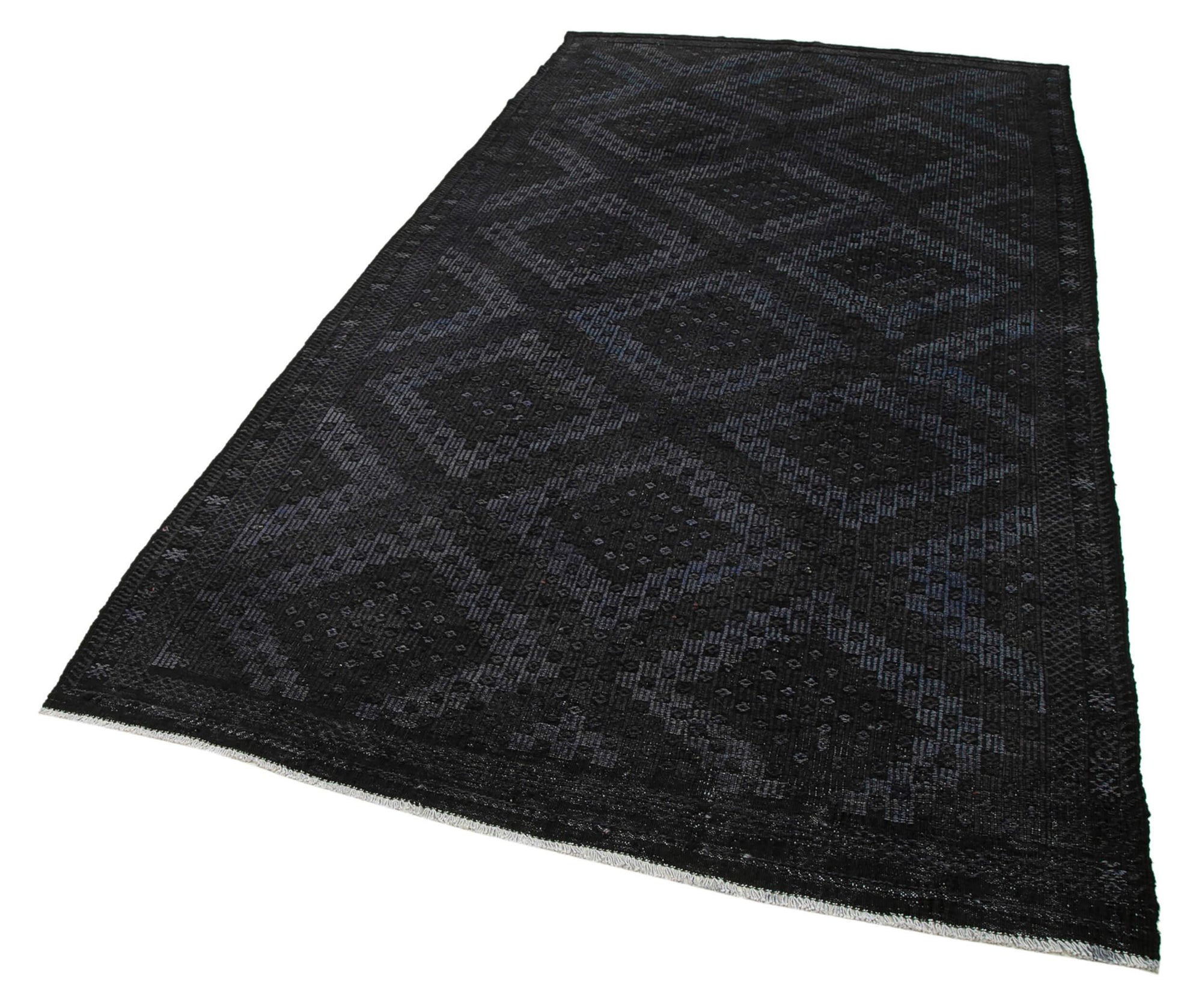 5 x 10 Black Vintage Turkish Kilim Rug - 3885