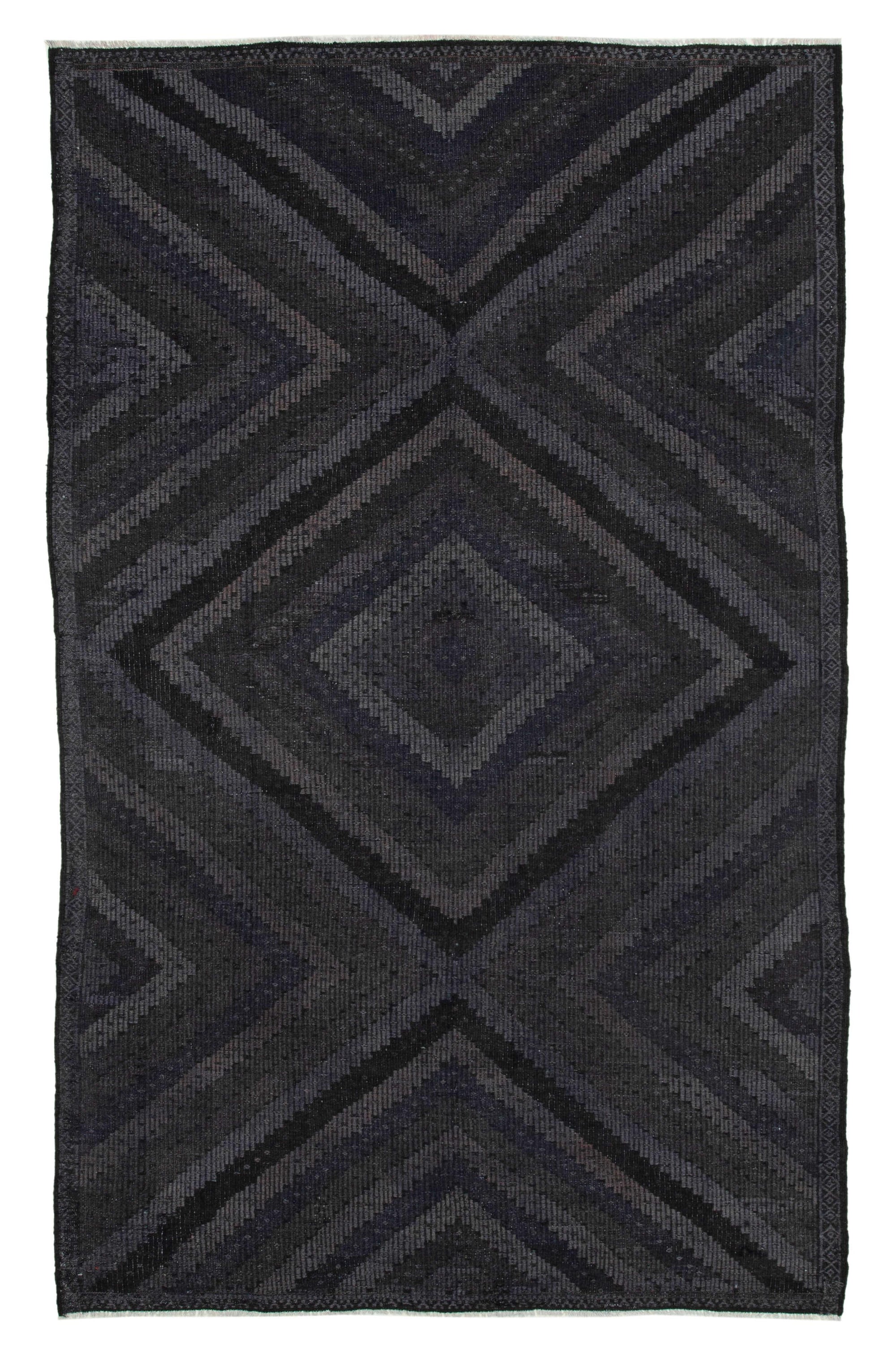 6 x 10 Black Vintage Turkish Kilim Rug - 3886