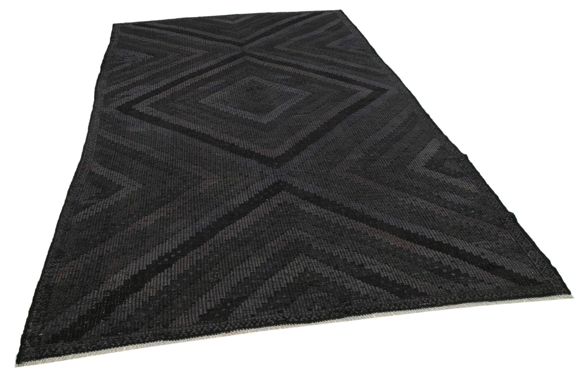 6 x 10 Black Vintage Turkish Kilim Rug - 3886