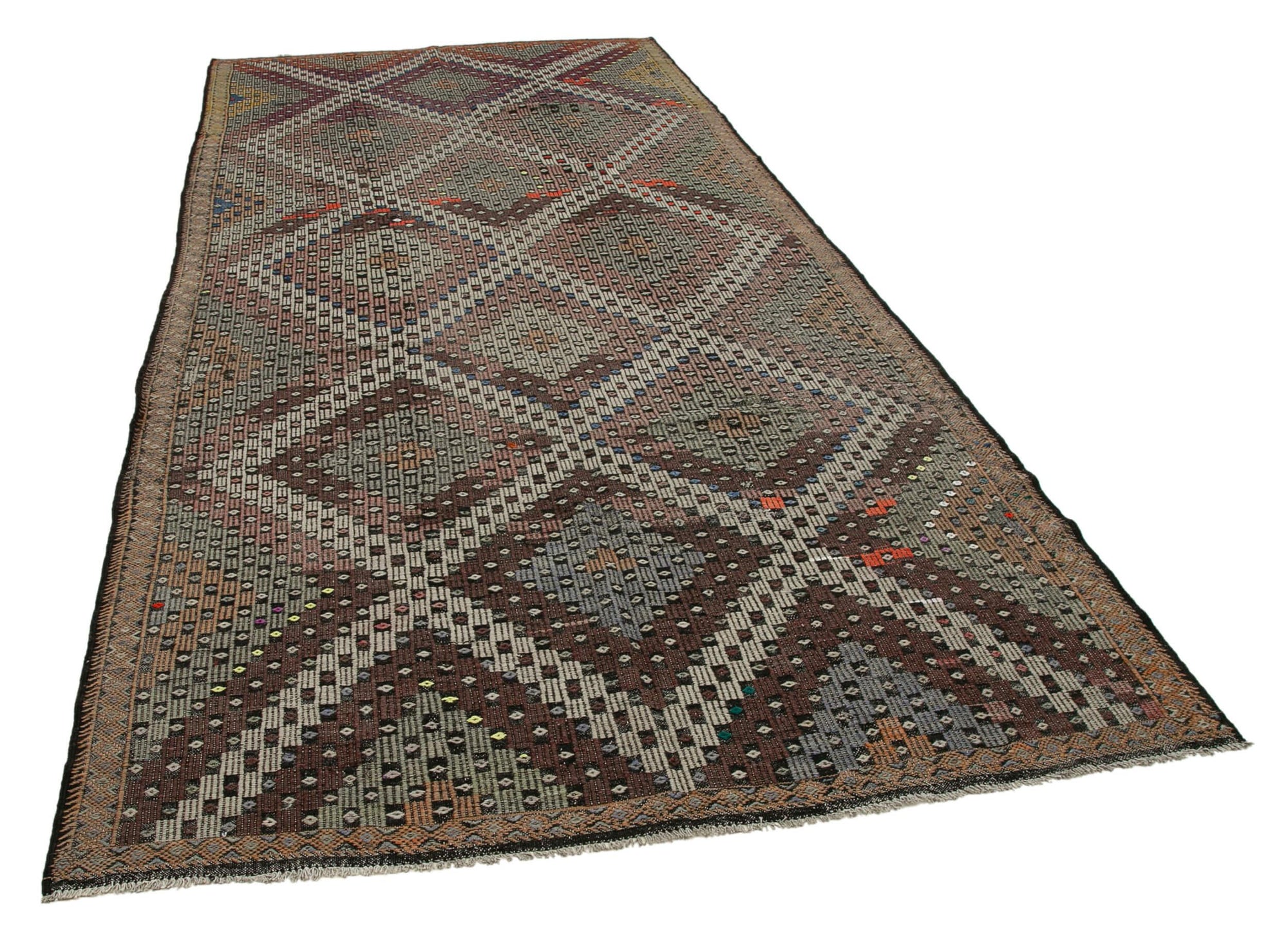 6 x 13 Beige Vintage Turkish Kilim Rug - 3889