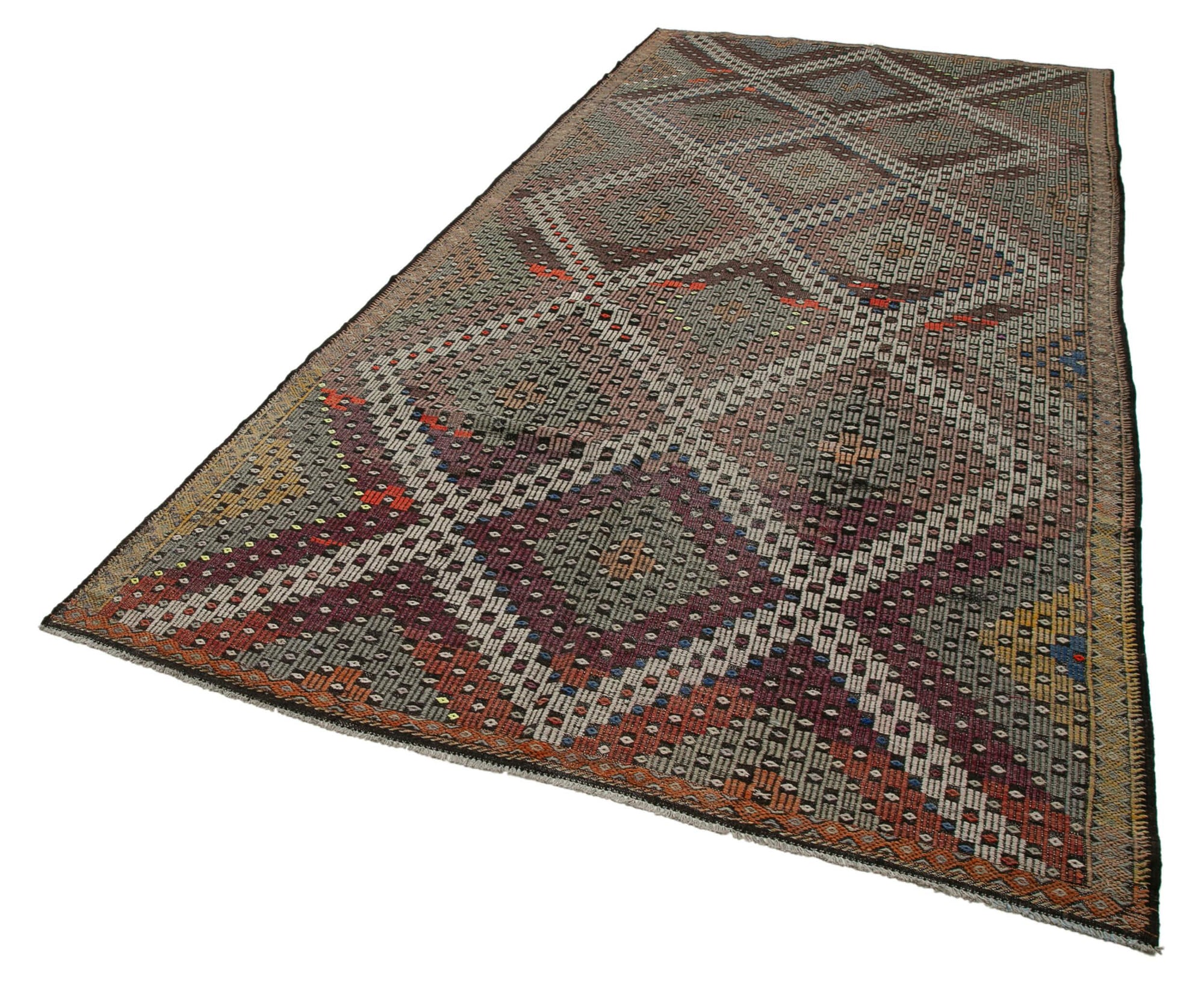 6 x 13 Beige Vintage Turkish Kilim Rug - 3889