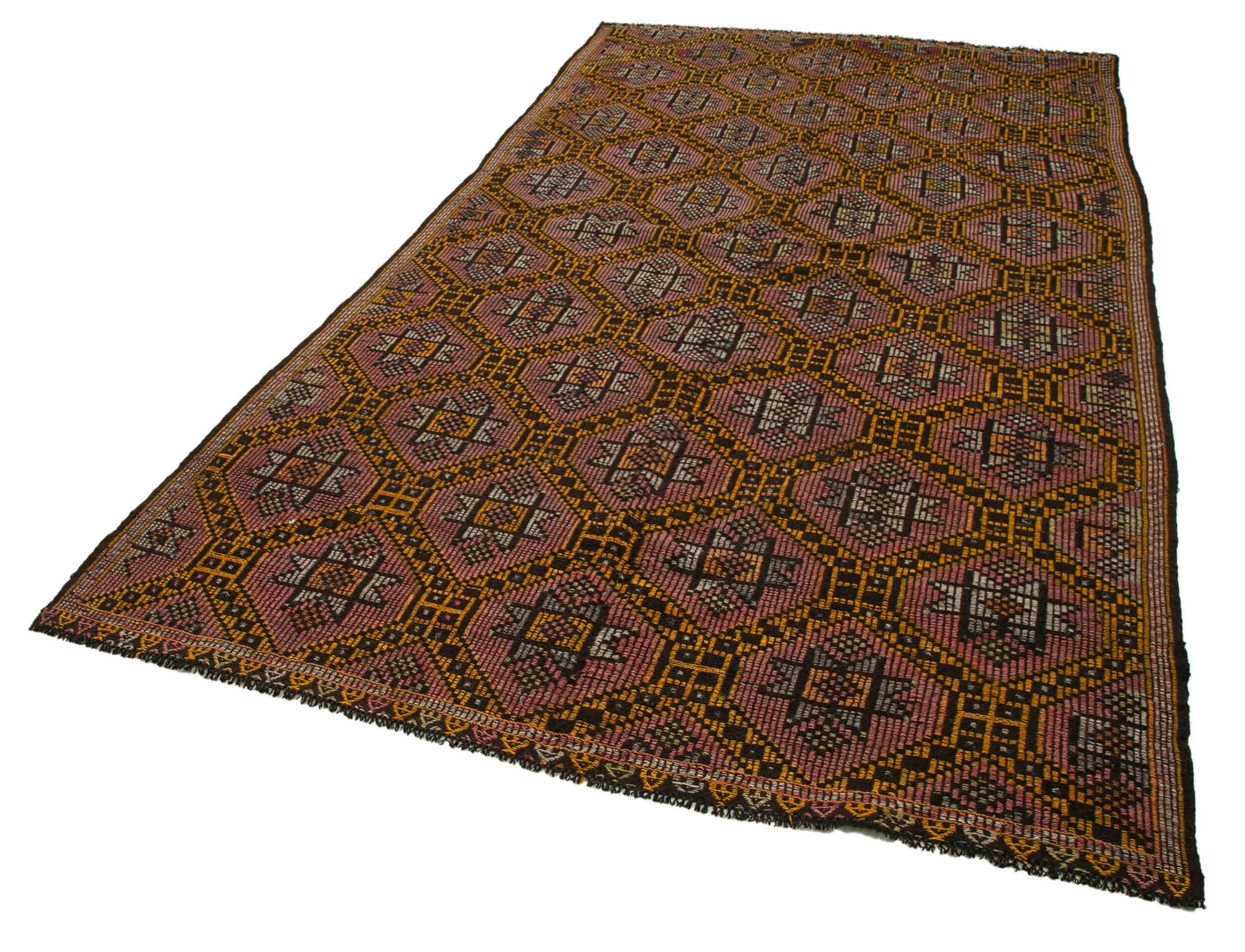 6 x 11 Brown Vintage Turkish Kilim Rug - 3893