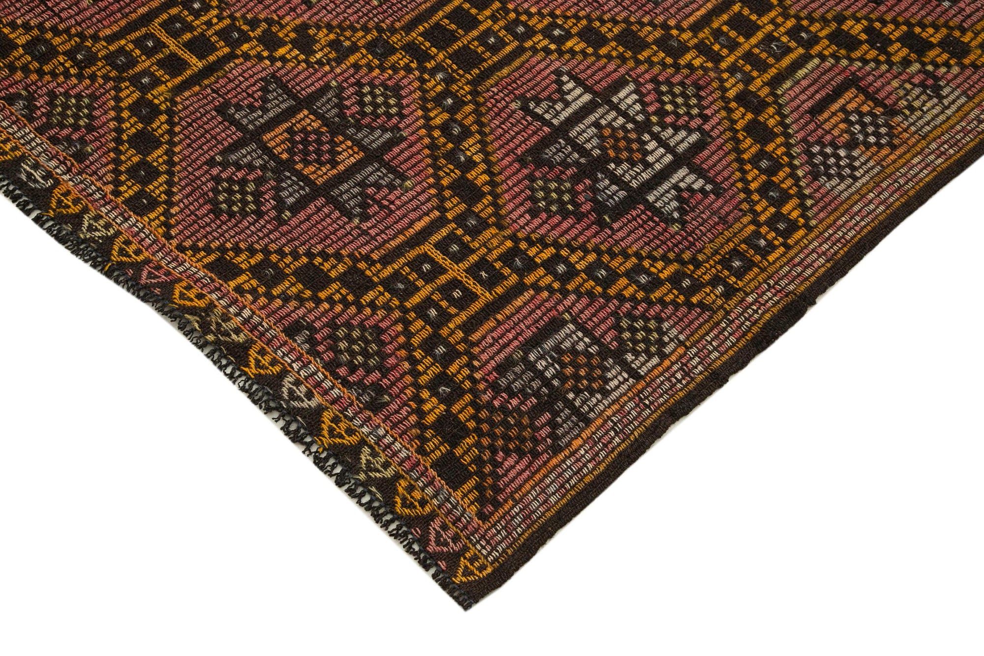 6 x 11 Brown Vintage Turkish Kilim Rug - 3893