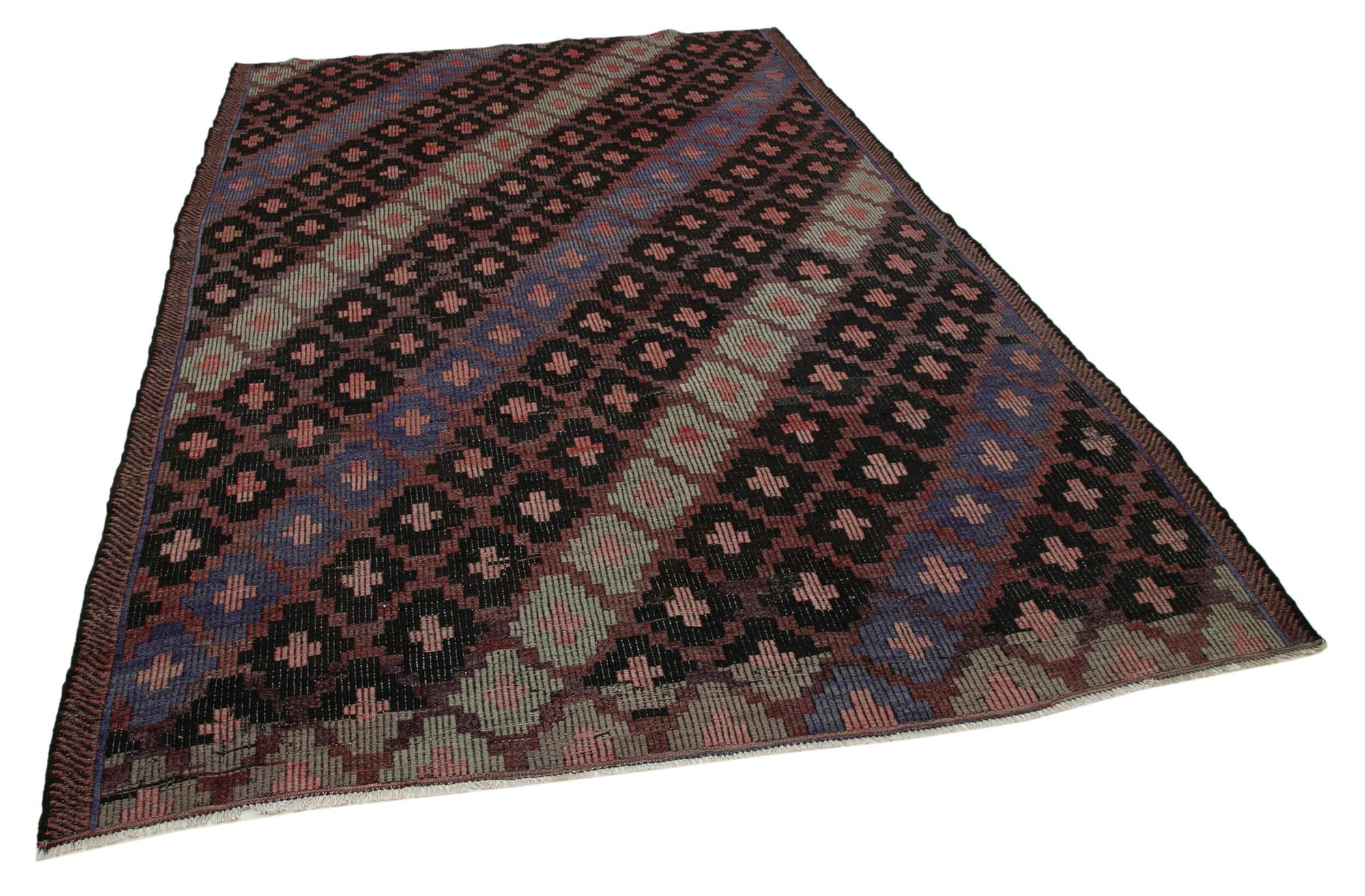 7 x 10 Brown Vintage Turkish Kilim Rug - 3896