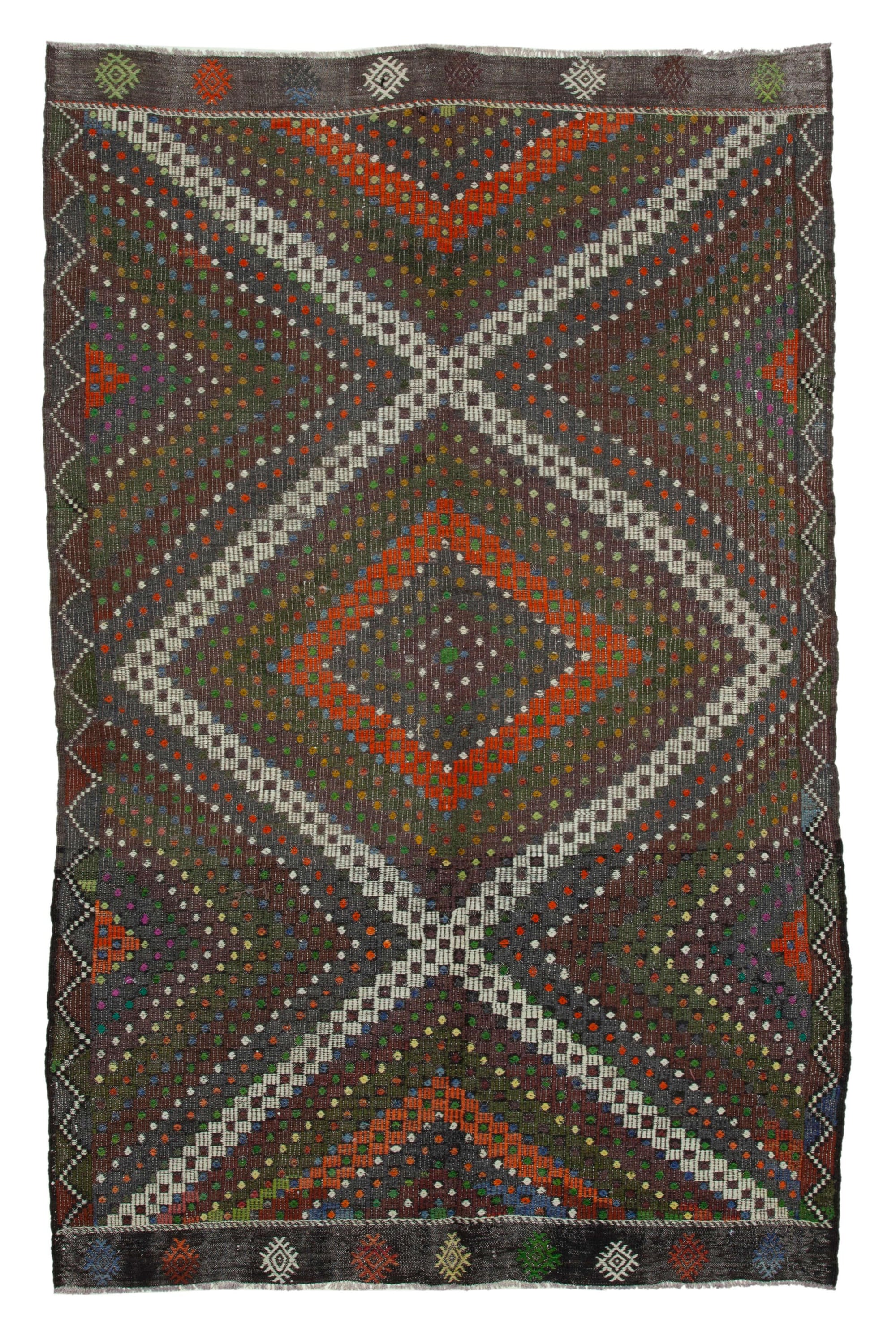 6 x 10 Brown Vintage Turkish Kilim Rug - 3899