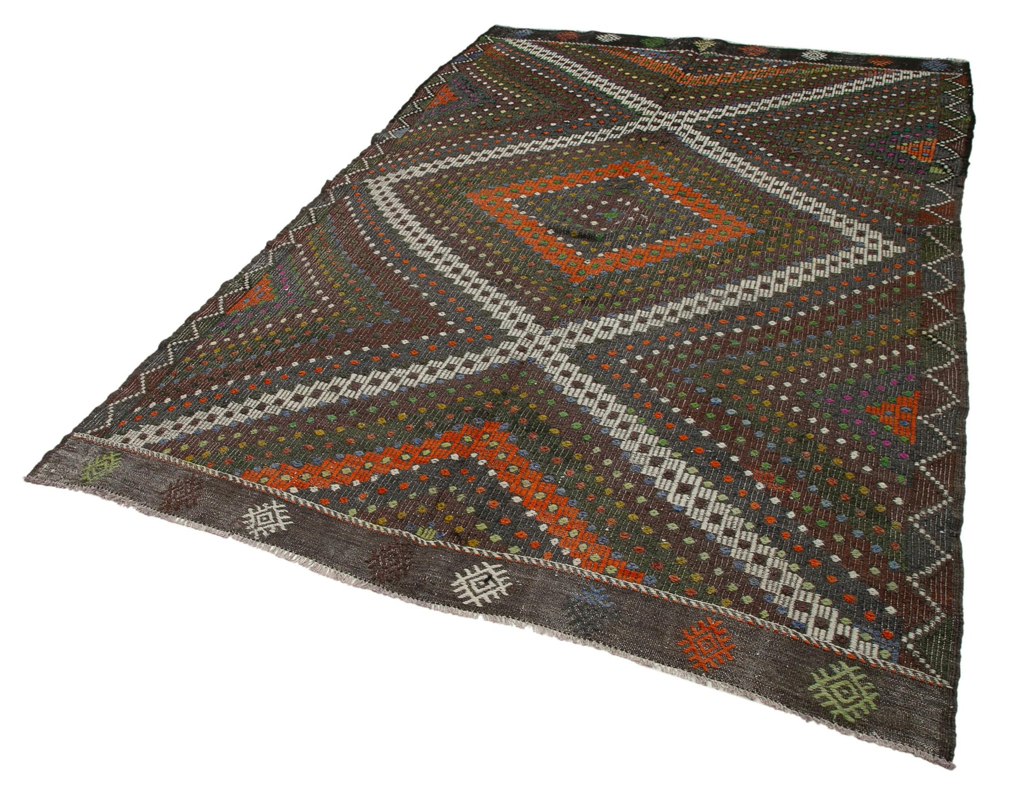 6 x 10 Brown Vintage Turkish Kilim Rug - 3899