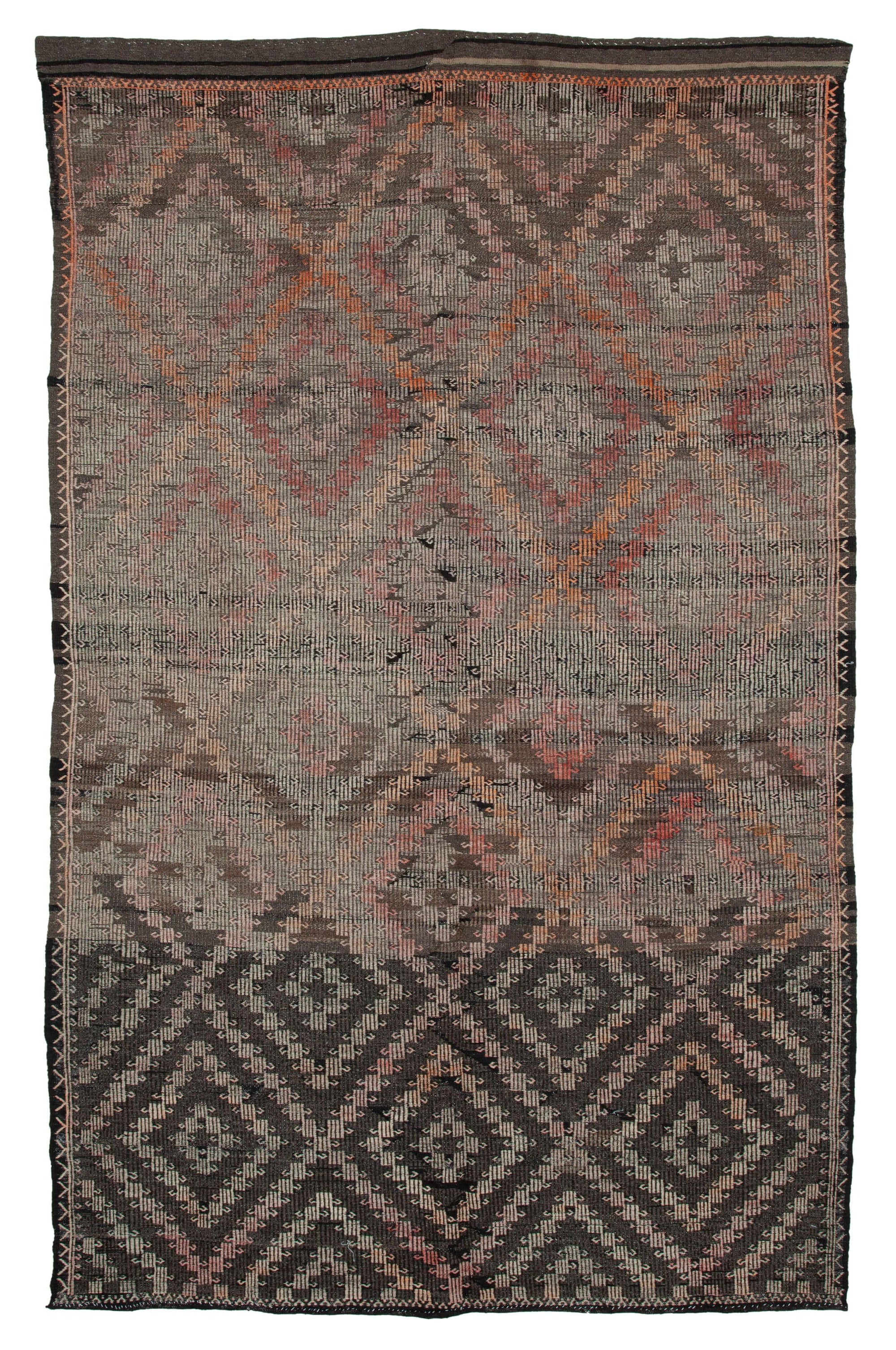 8 x 12 Brown Vintage Turkish Kilim Rug - 3906