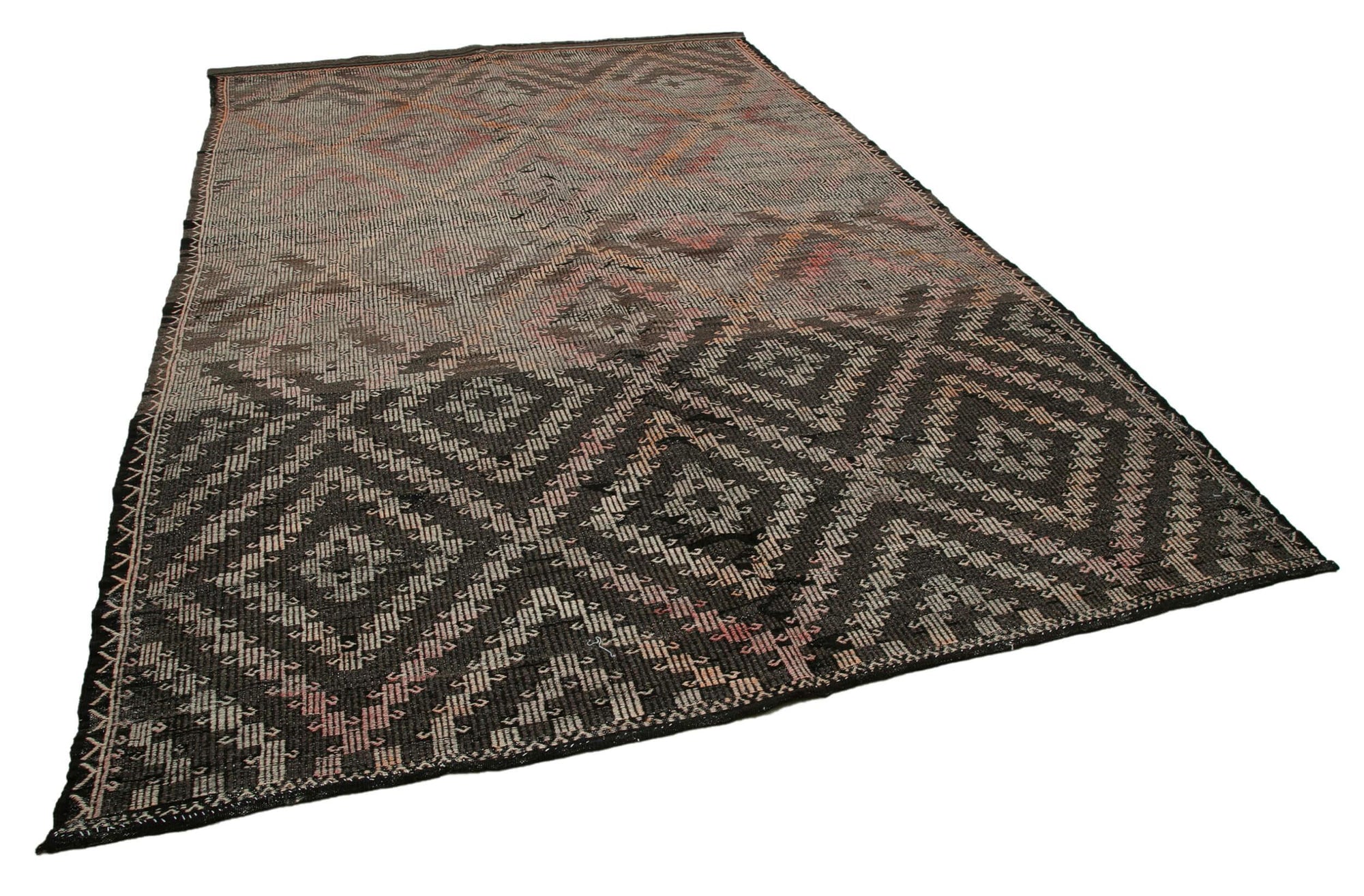 8 x 12 Brown Vintage Turkish Kilim Rug - 3906