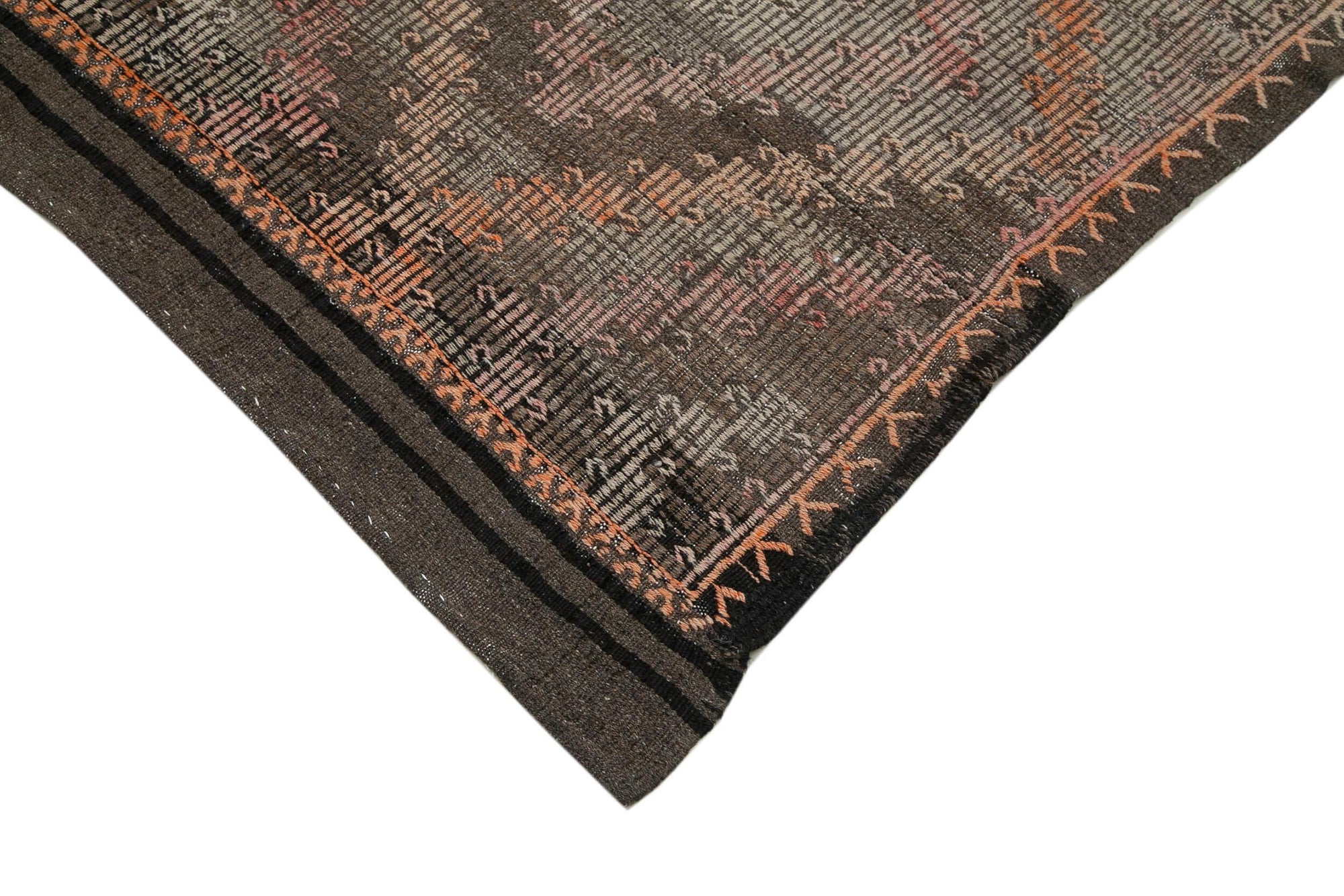 8 x 12 Brown Vintage Turkish Kilim Rug - 3906