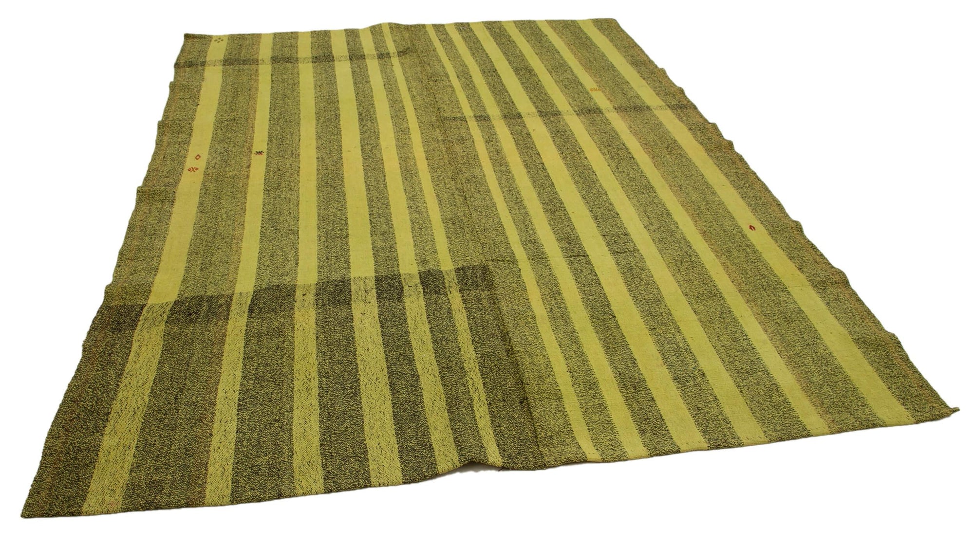 7 x 9 Green Vintage Turkish Kilim Rug - 3907