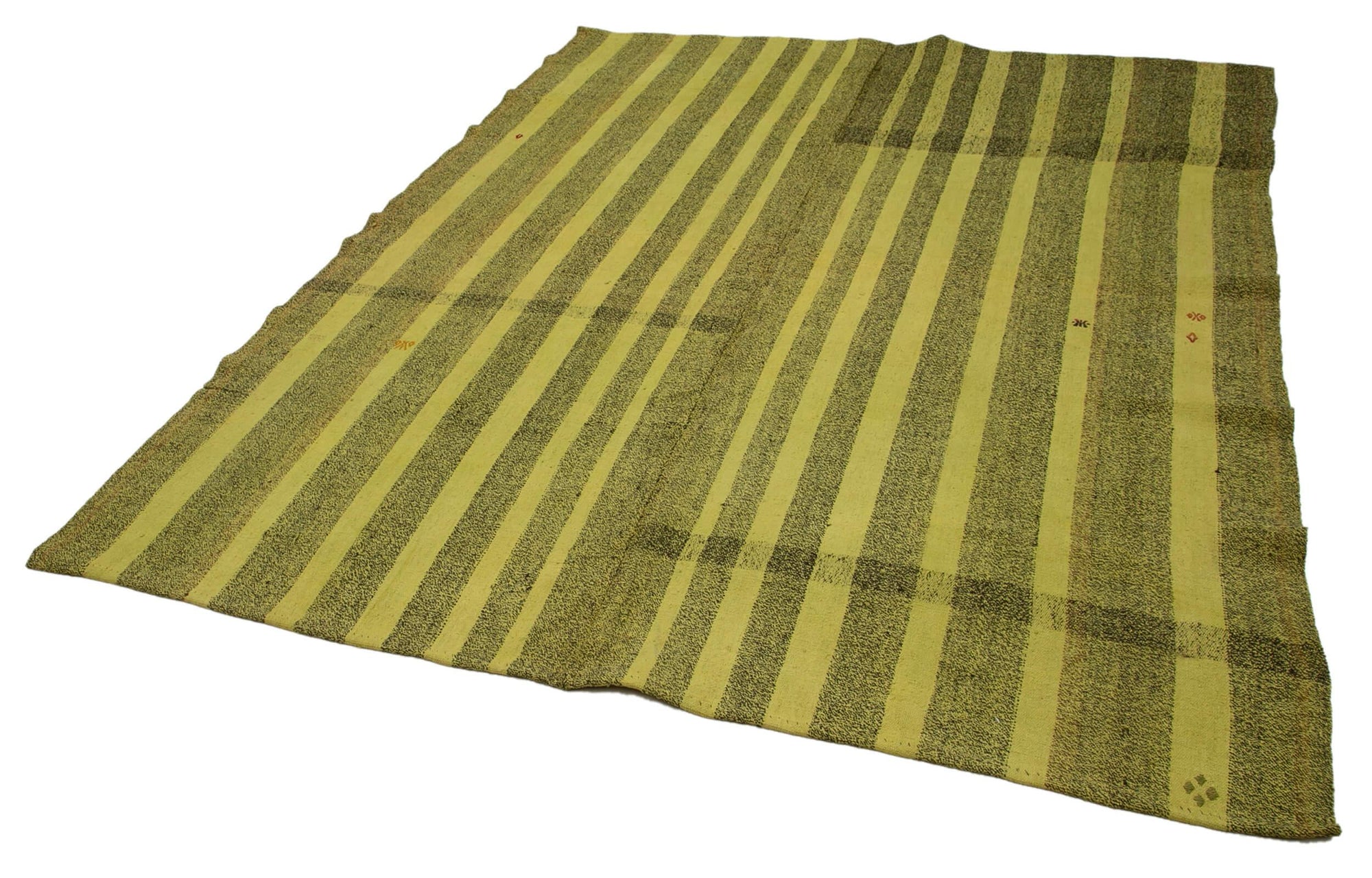 7 x 9 Green Vintage Turkish Kilim Rug - 3907