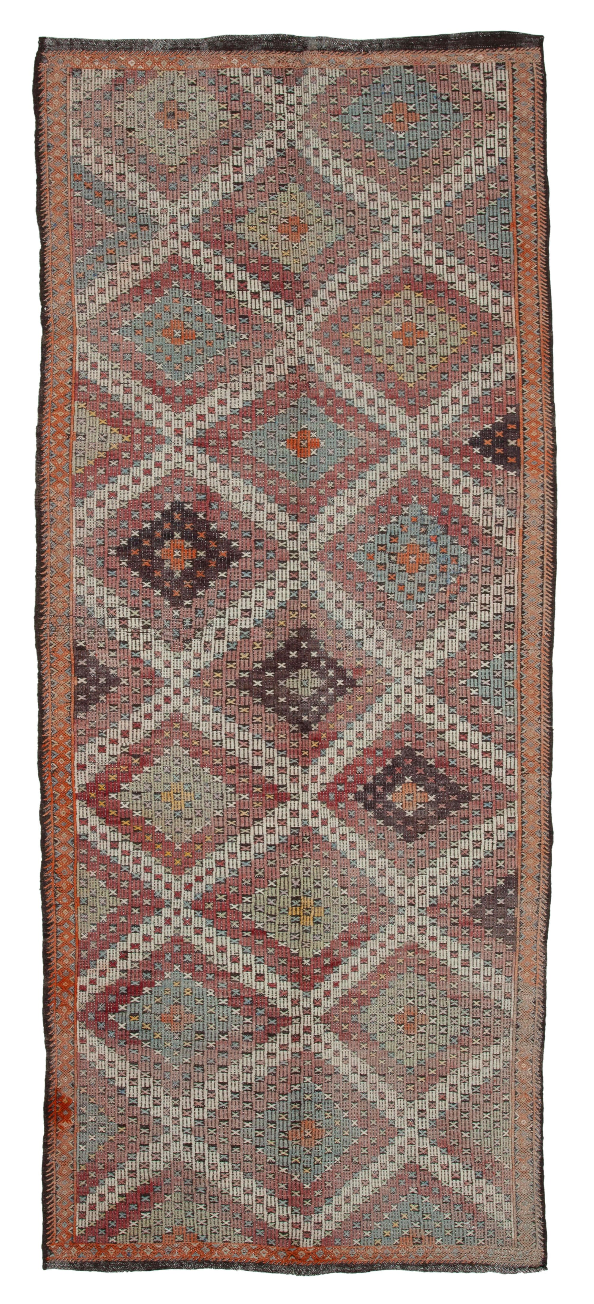 5 x 12 Beige Vintage Turkish Kilim Rug - 3909