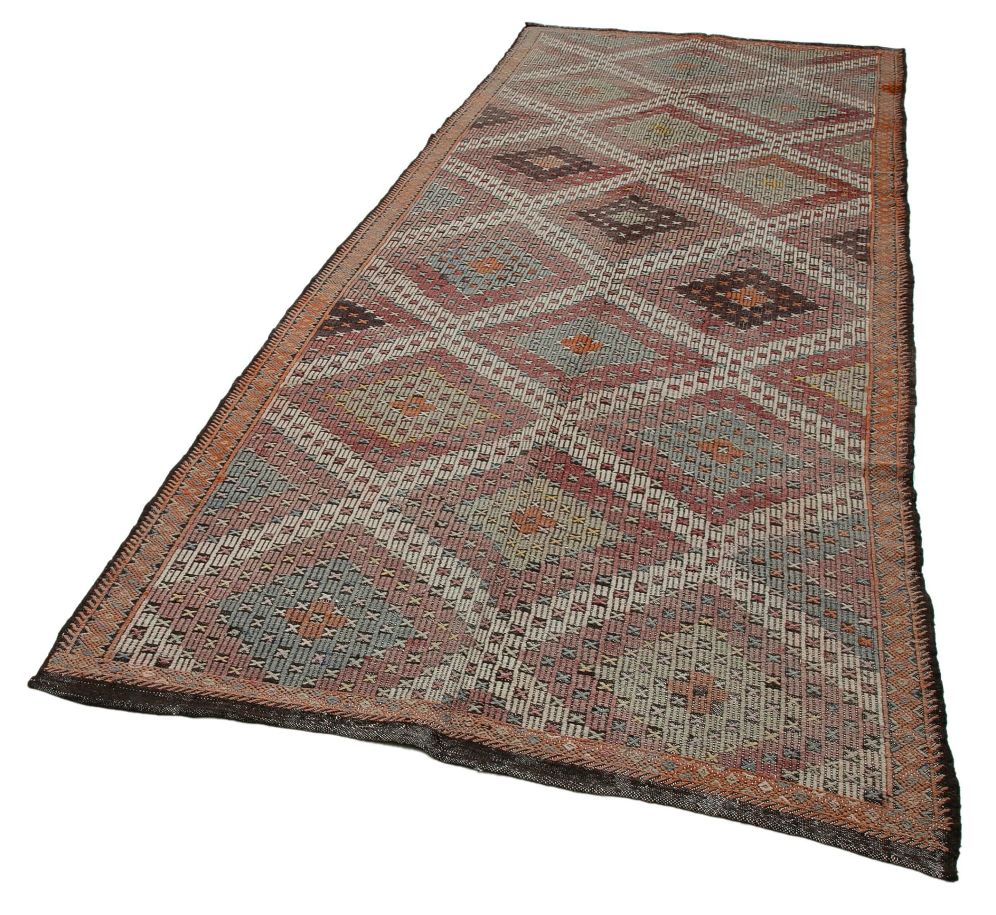 5 x 12 Beige Vintage Turkish Kilim Rug - 3909