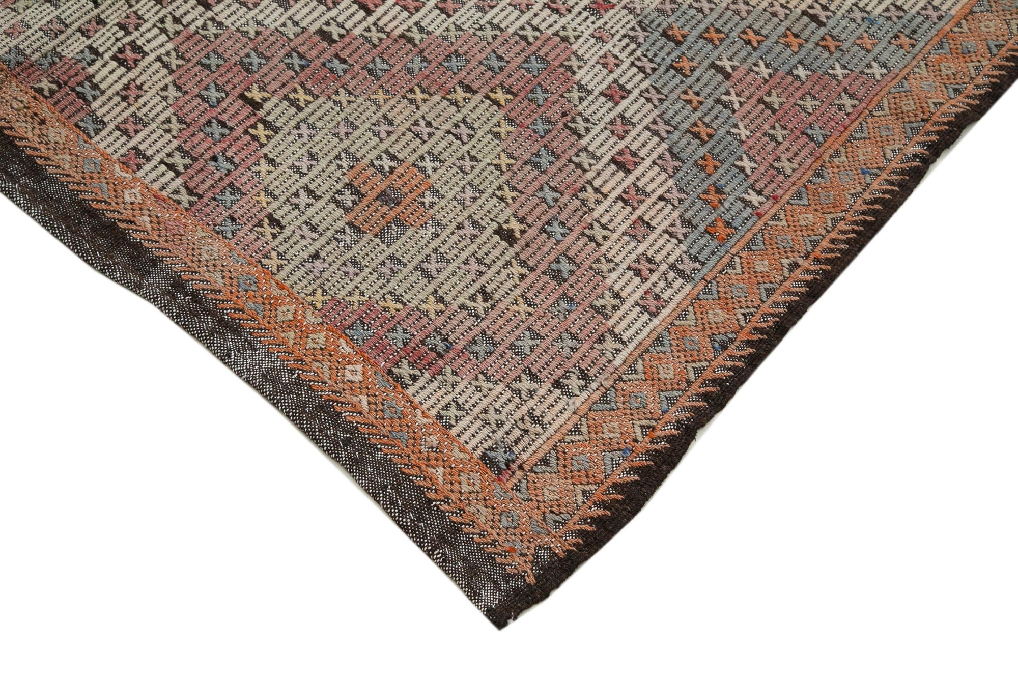 5 x 12 Beige Vintage Turkish Kilim Rug - 3909