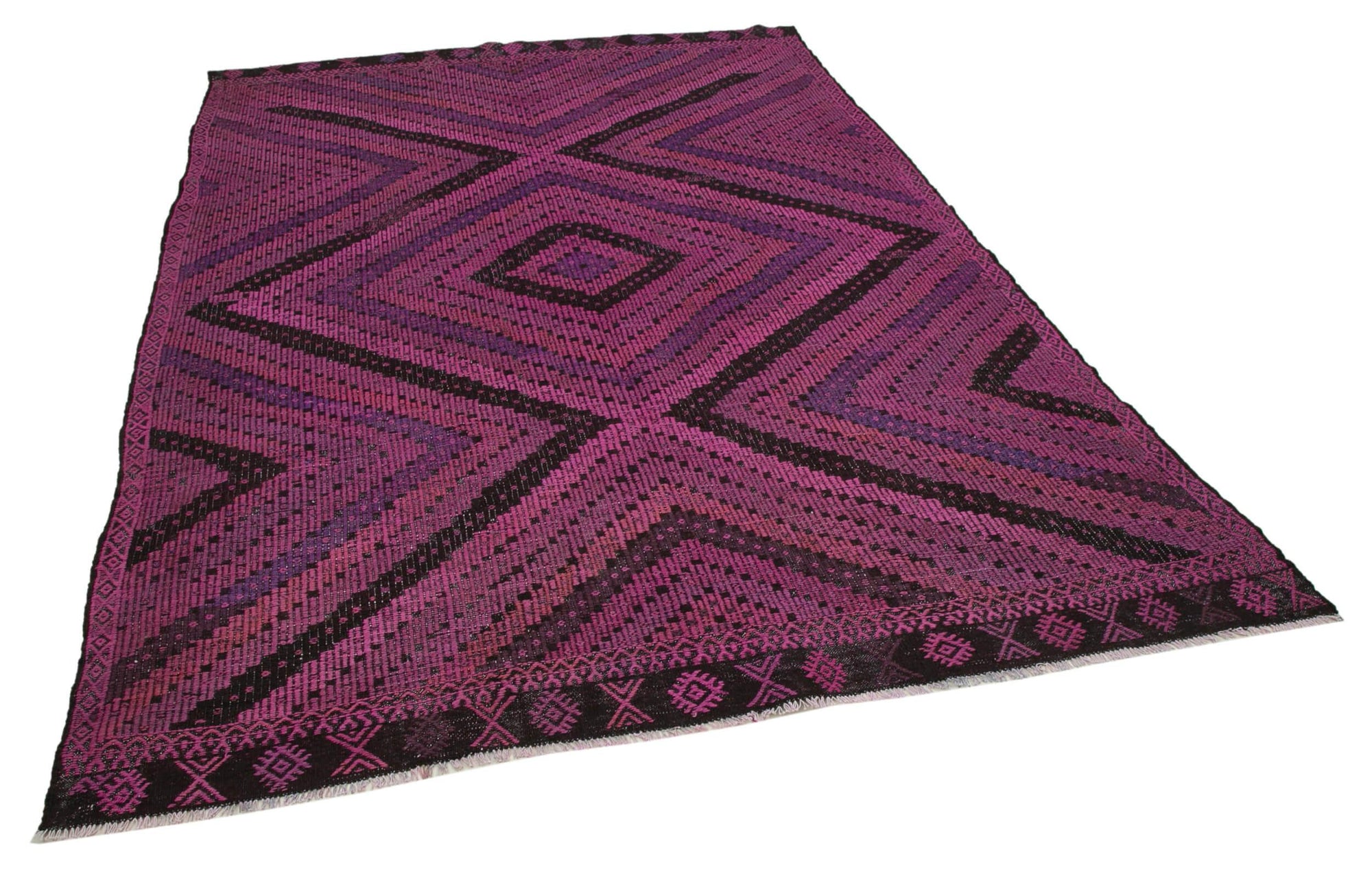 7 x 9 Pink Vintage Turkish Kilim Rug - 3940