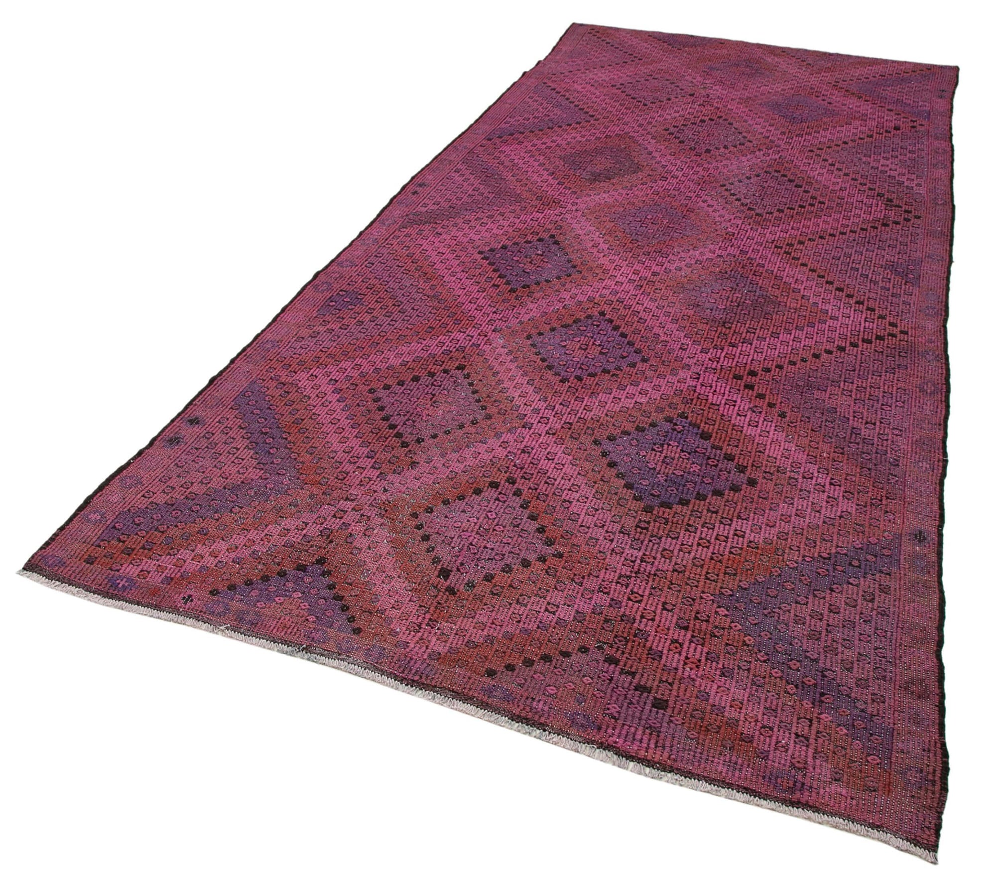 5 x 12 Pink Vintage Turkish Kilim Rug - 3957