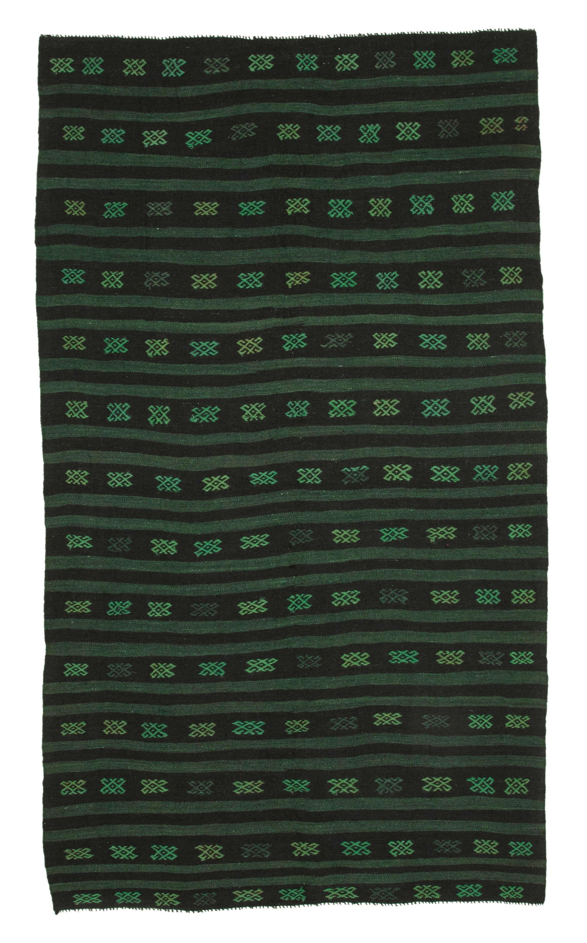 6 x 10 Green Vintage Turkish Kilim Rug - 3964