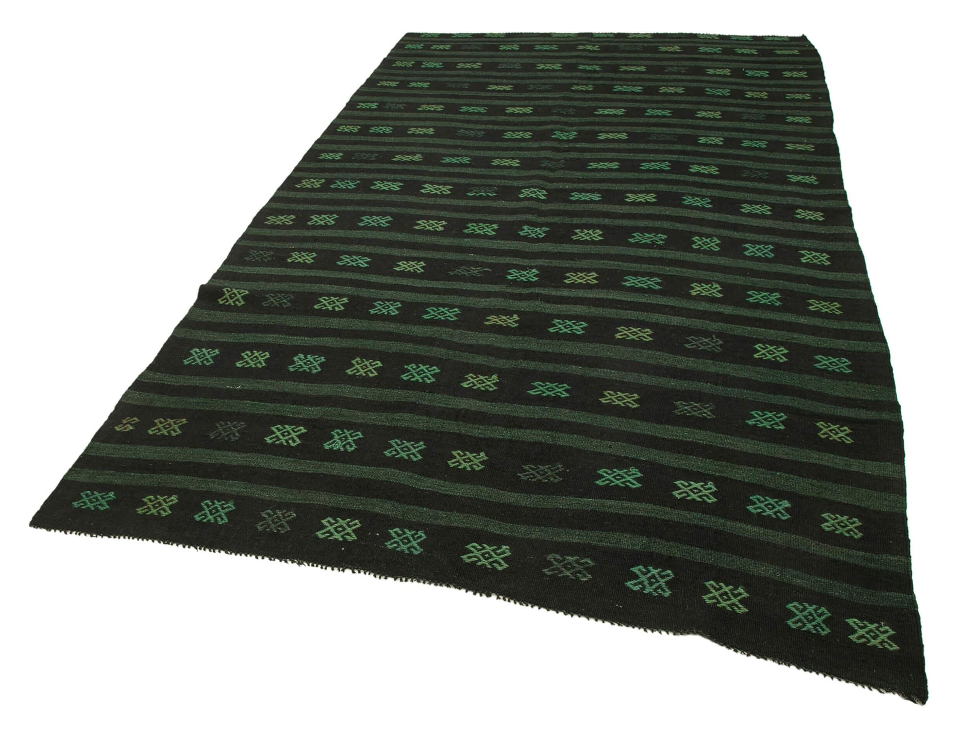 6 x 10 Green Vintage Turkish Kilim Rug - 3964