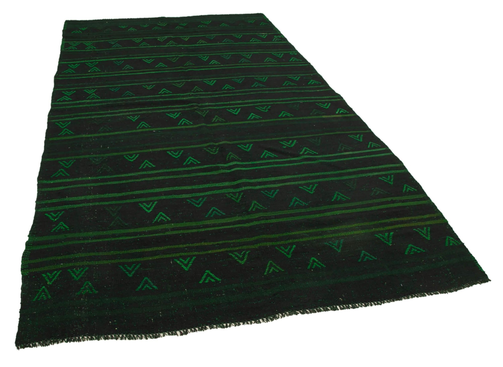 6 x 11 Green Vintage Turkish Kilim Rug - 3967