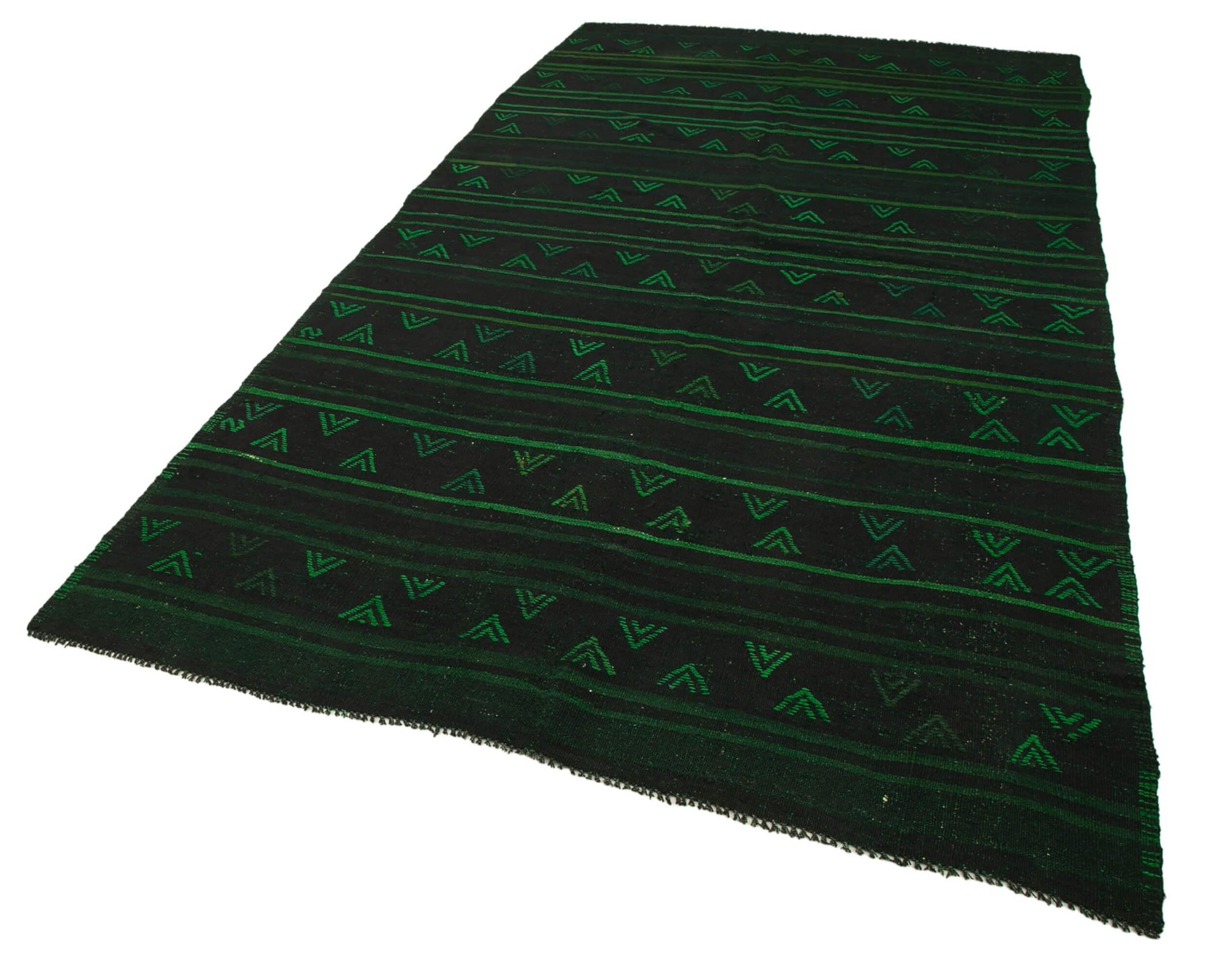 6 x 11 Green Vintage Turkish Kilim Rug - 3967