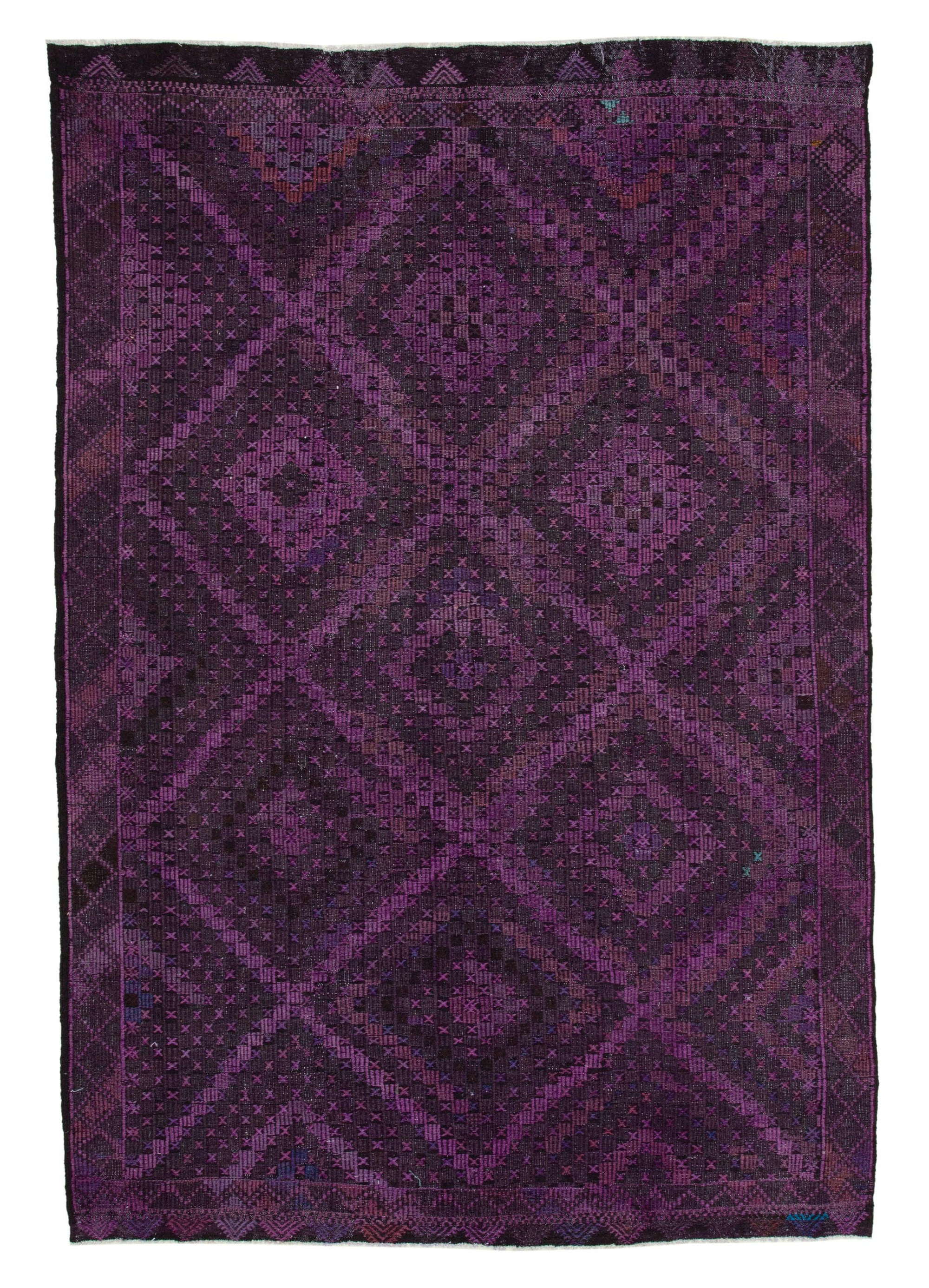 7 x 10 Purple Vintage Turkish Kilim Rug - 3976