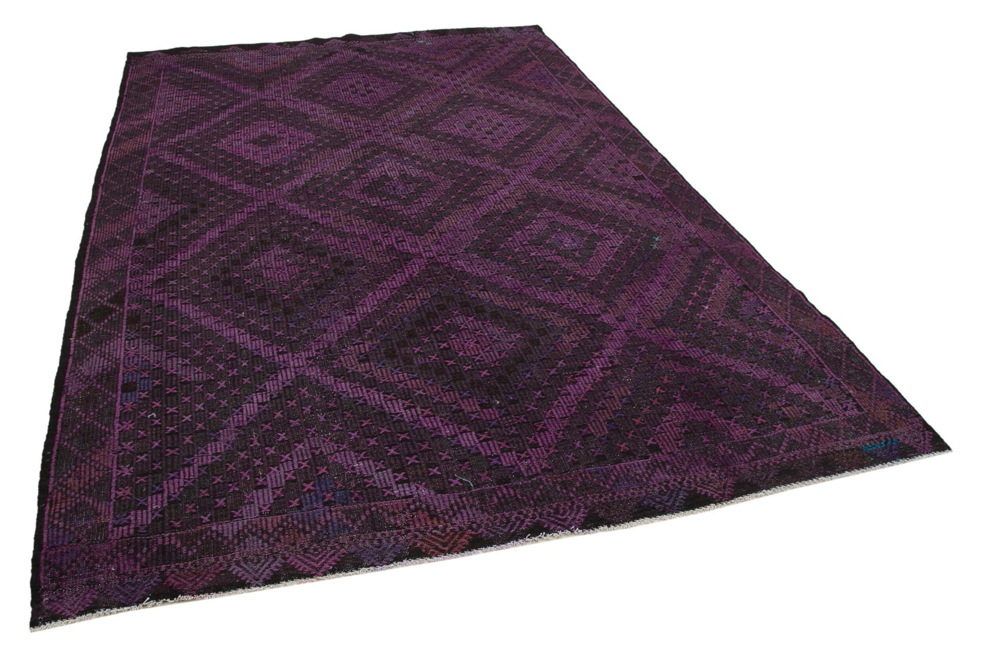 7 x 10 Purple Vintage Turkish Kilim Rug - 3976