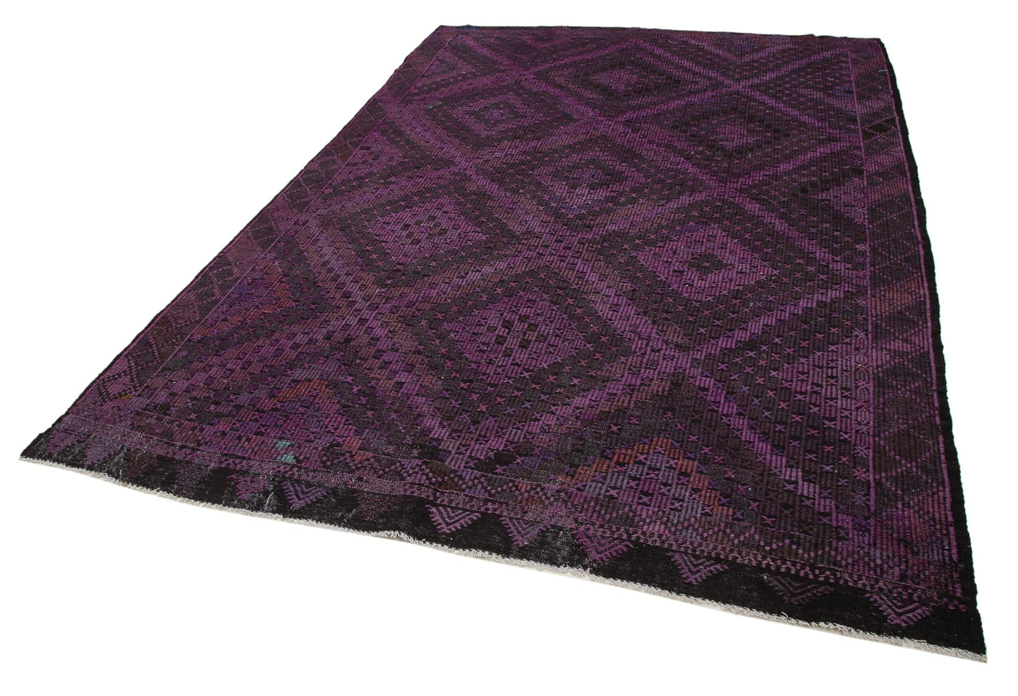 7 x 10 Purple Vintage Turkish Kilim Rug - 3976