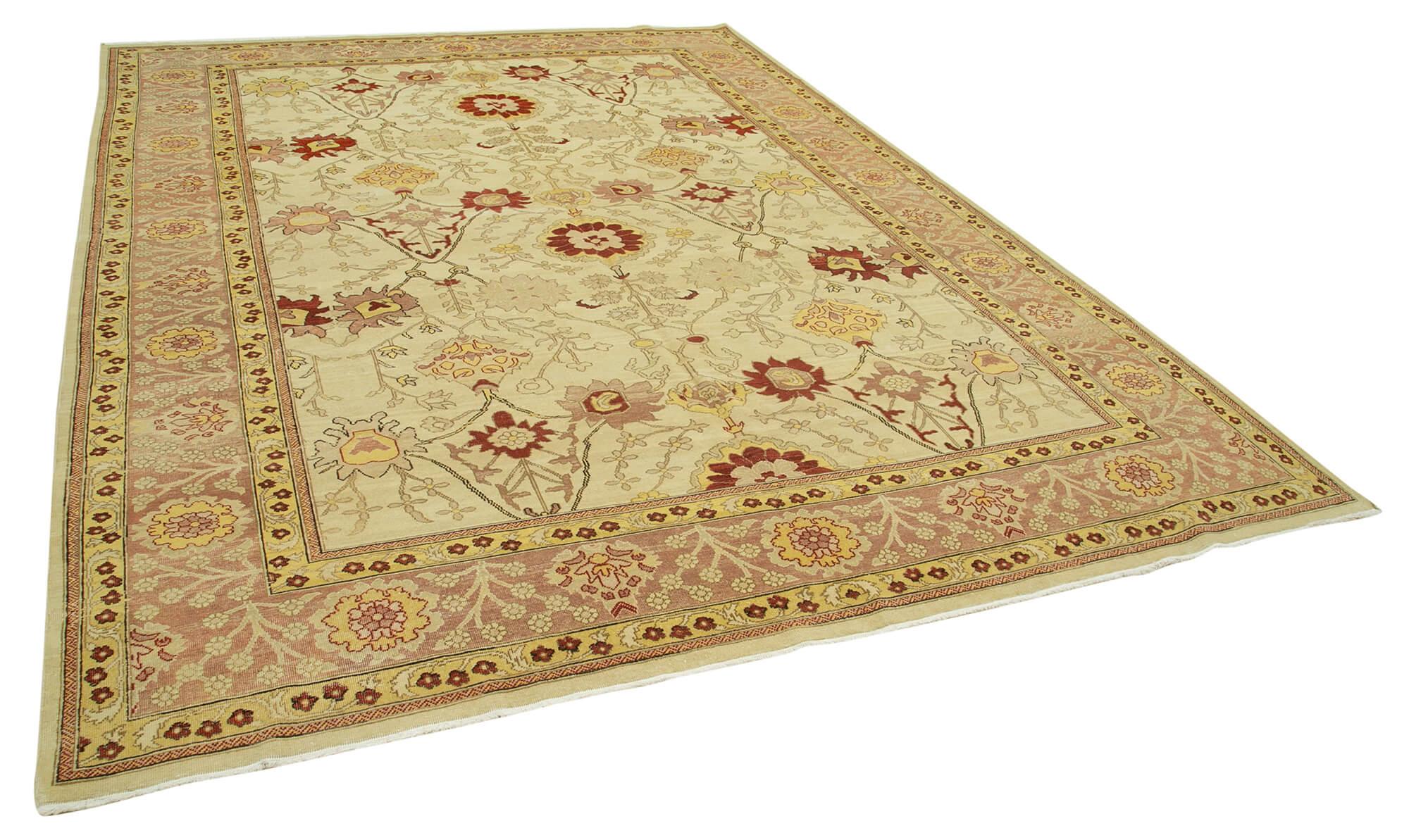 9 x 12 Beige Oushak Rug - 4057