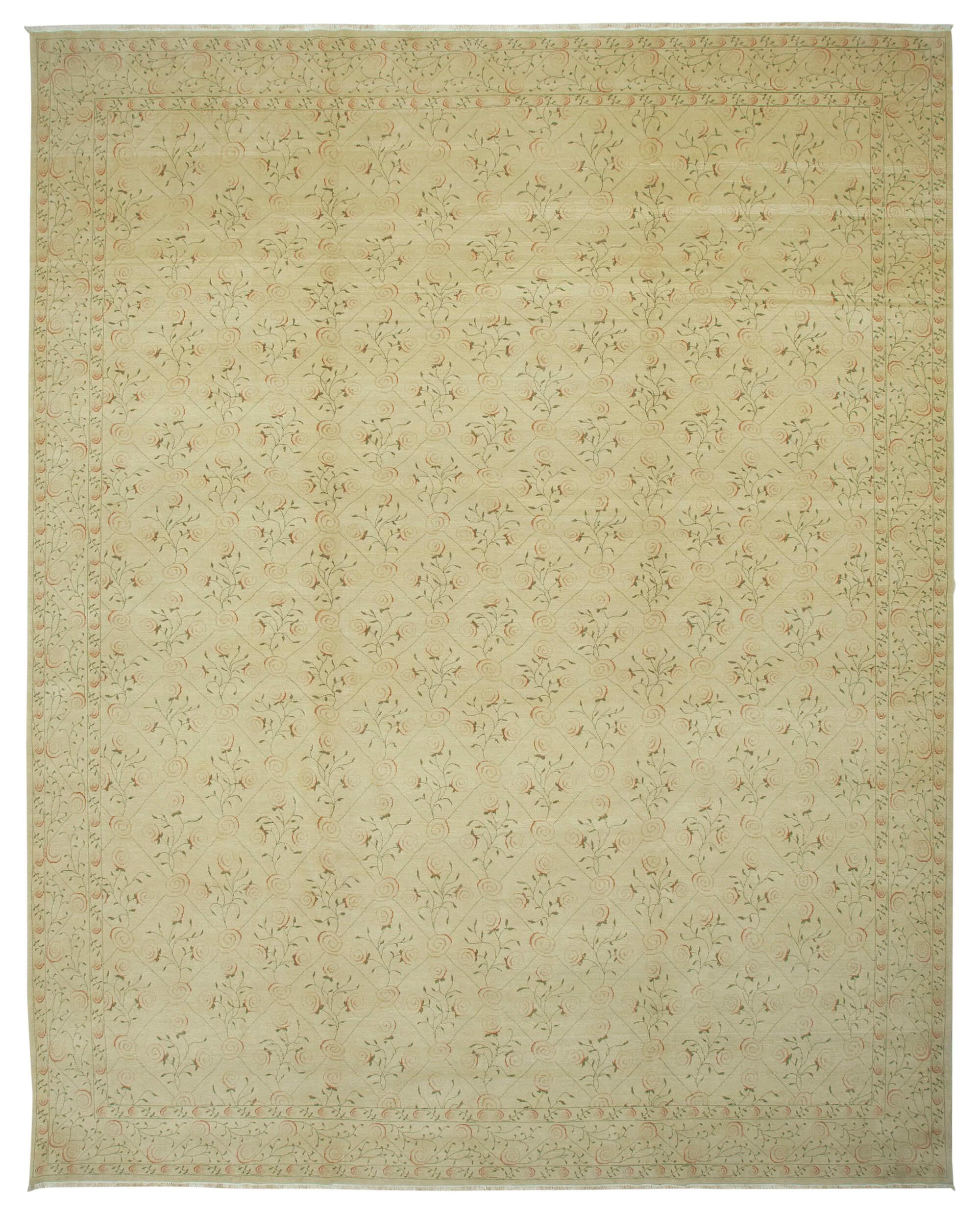 12 x 15 Beige Oushak Rug - 4102