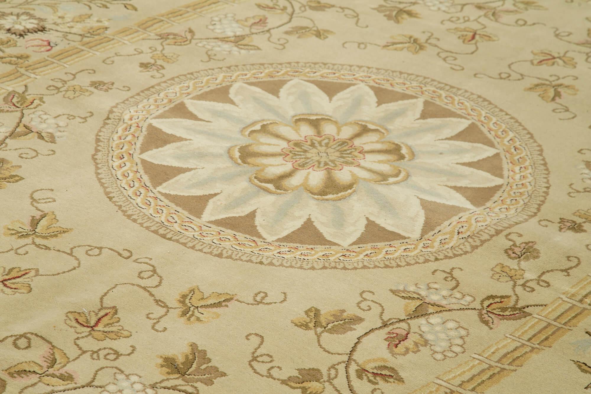 12 x 15 Beige Oushak Rug - 4148