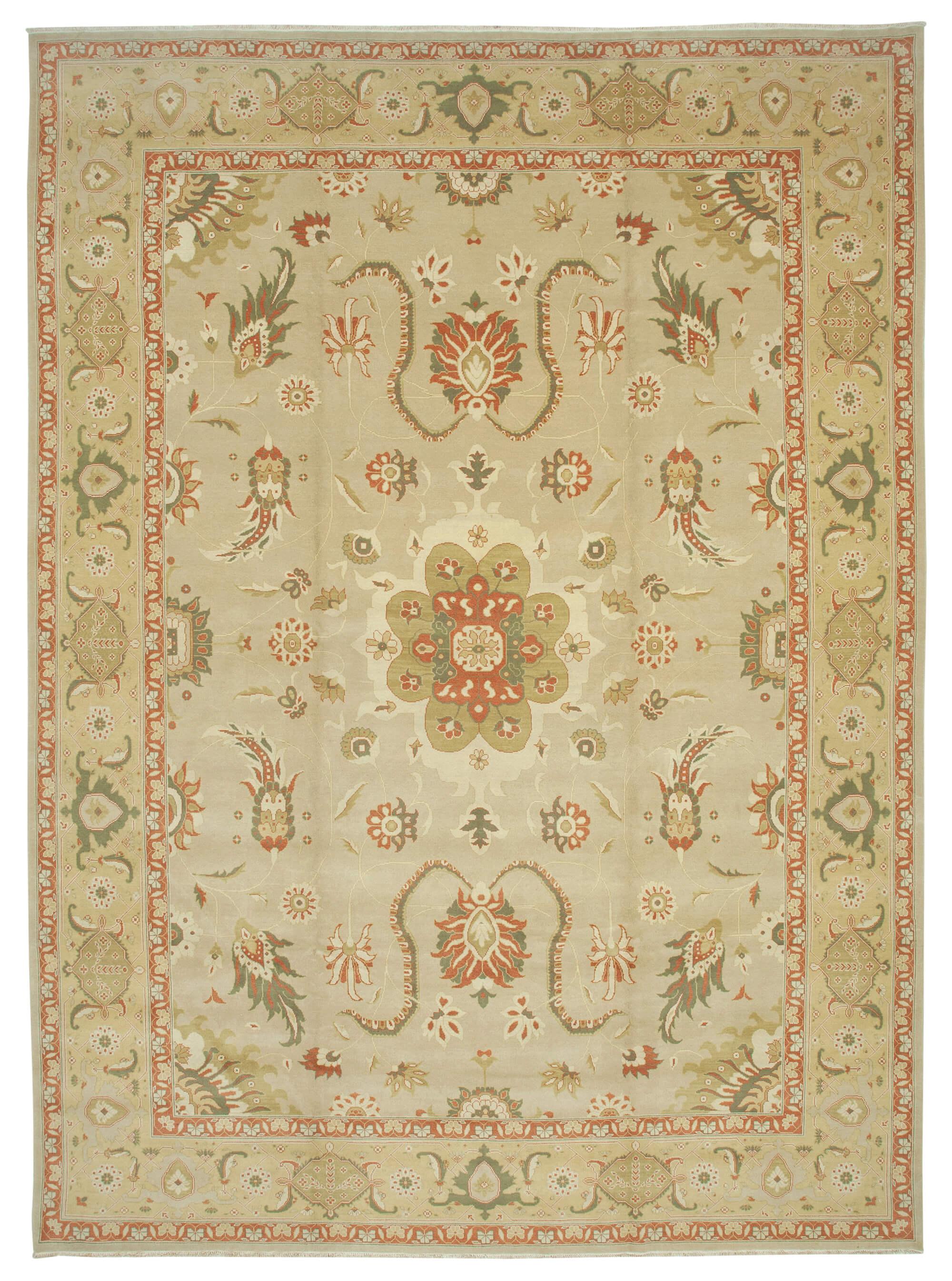 12 x 16 Beige Oushak Rug - 4190