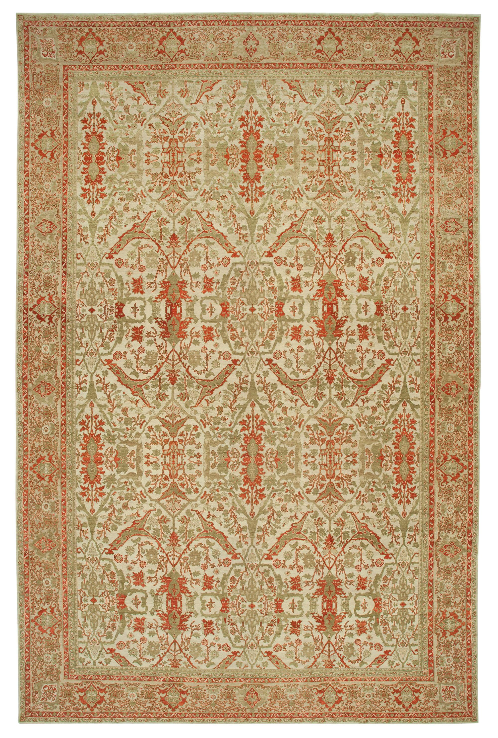 12 x 18 Beige Oushak Rug - 4210