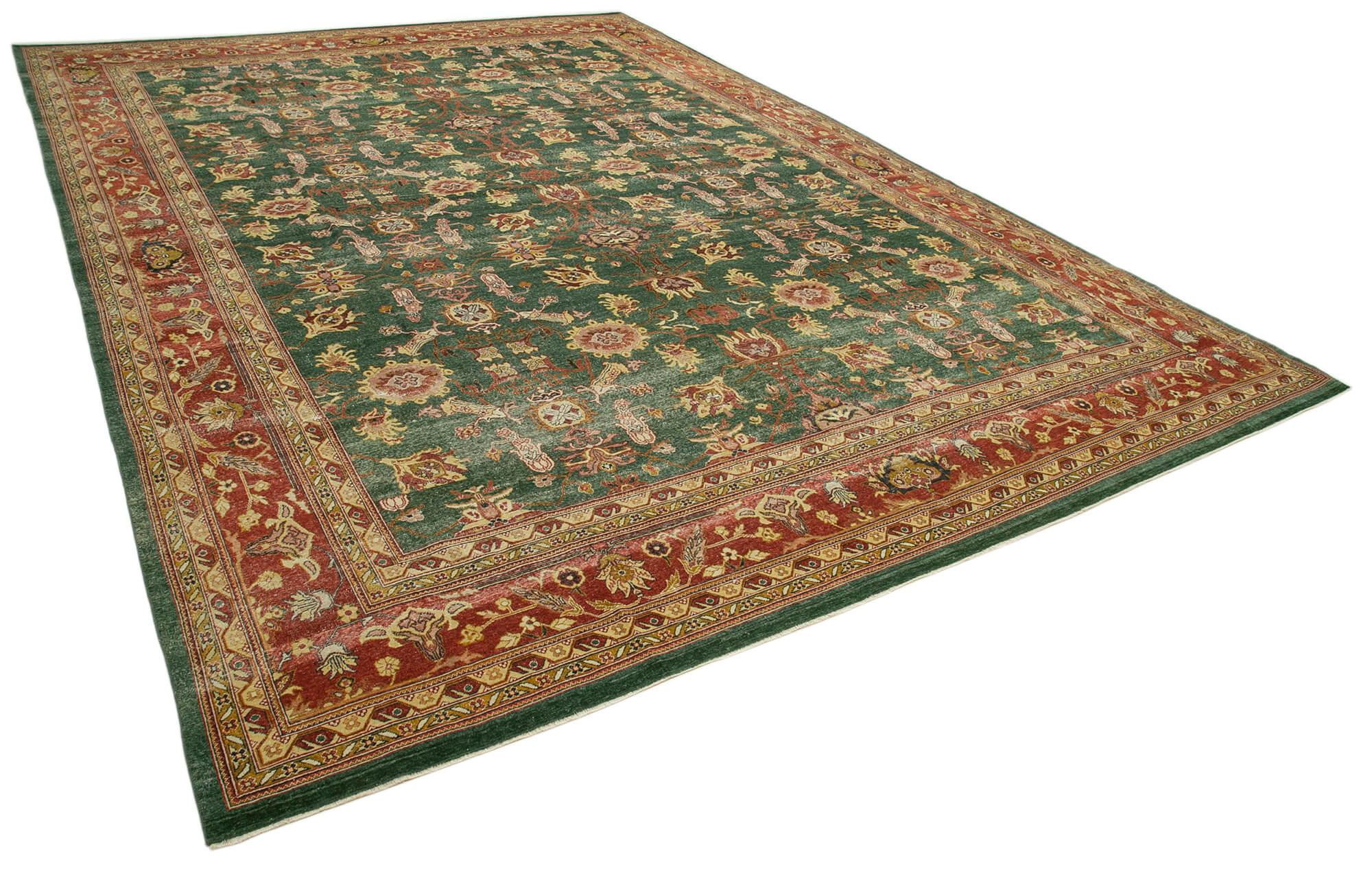 13 x 18 Green Oushak Rug - 4221