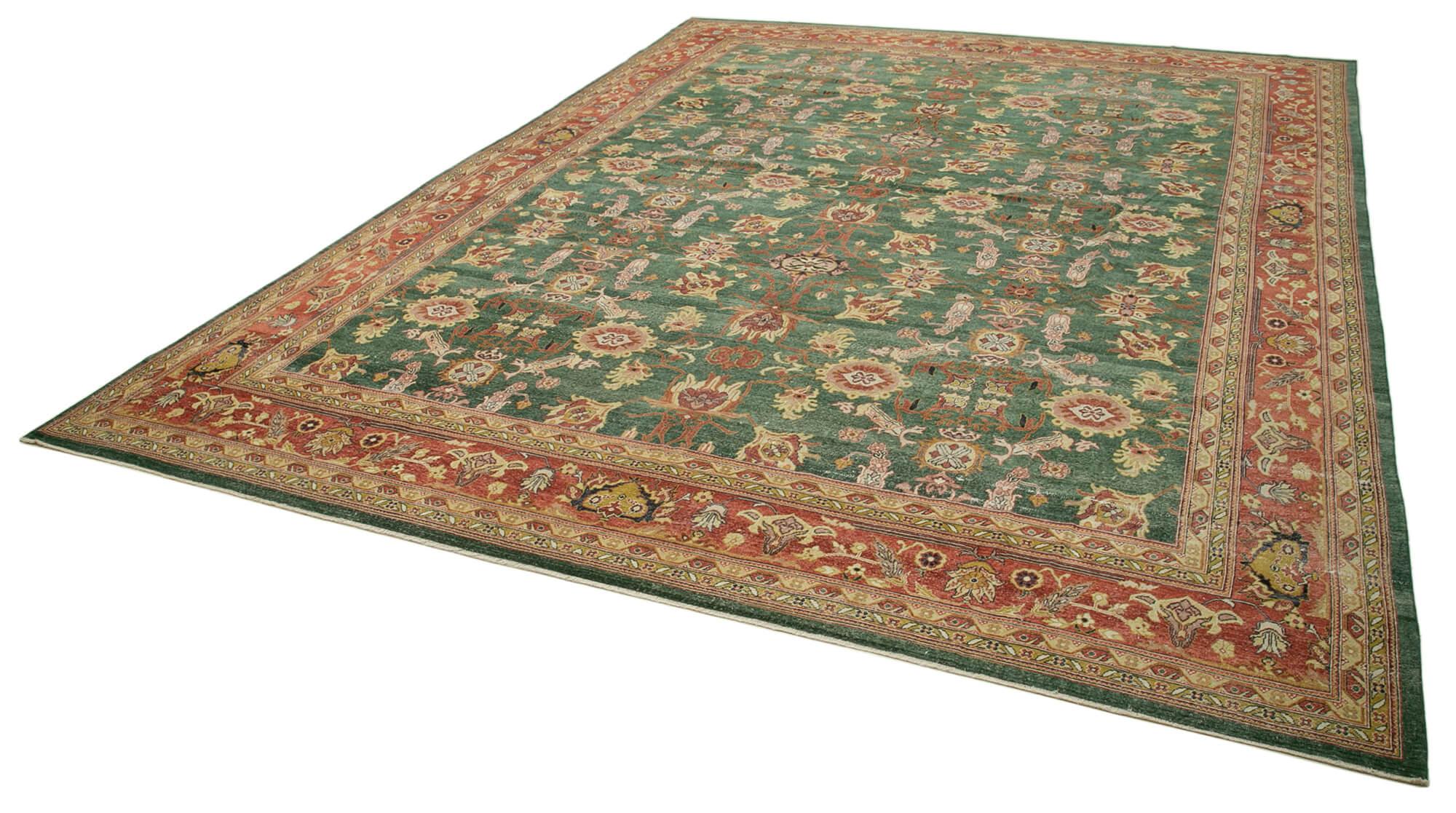 13 x 18 Green Oushak Rug - 4221