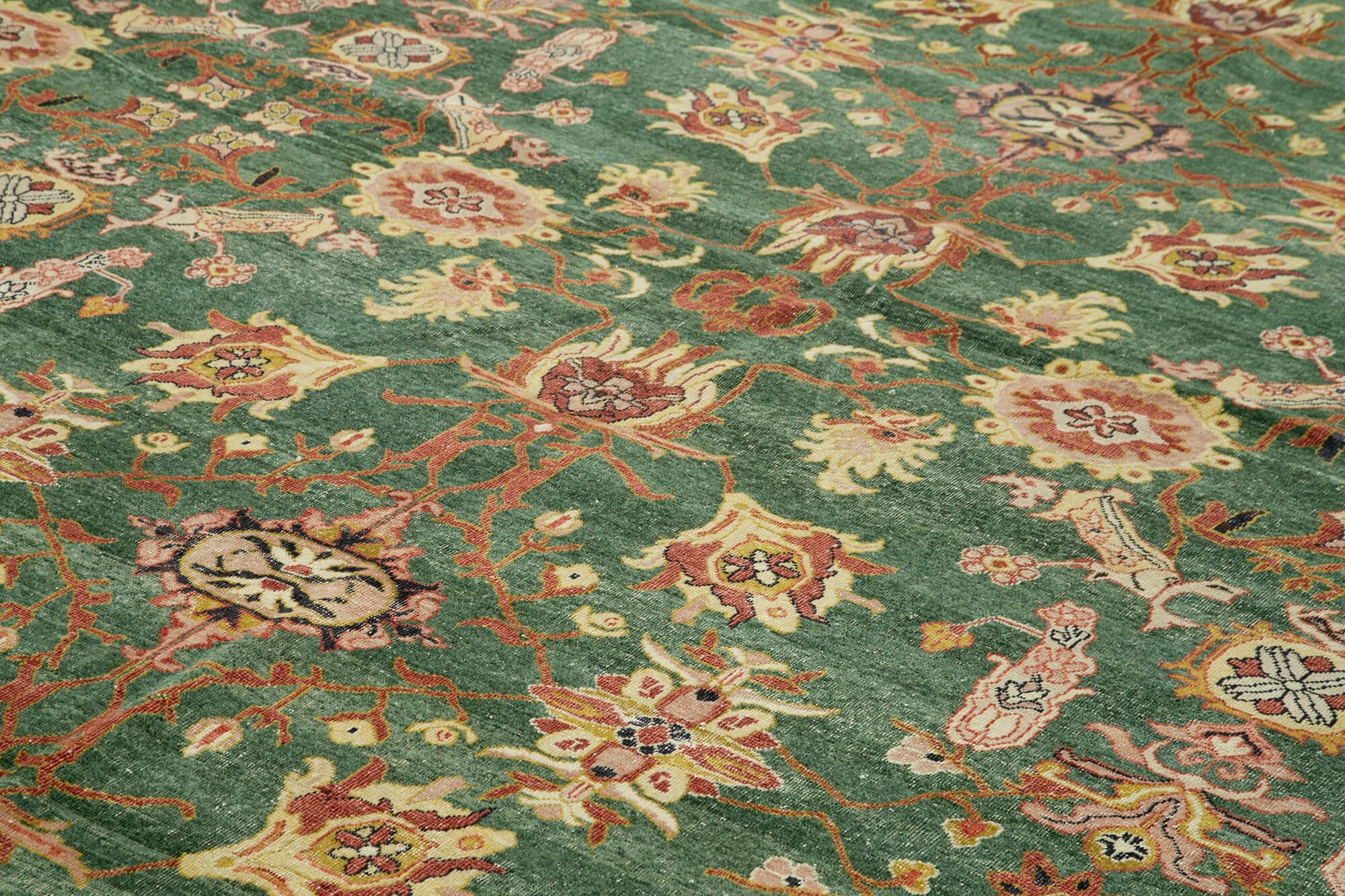 13 x 18 Green Oushak Rug - 4221