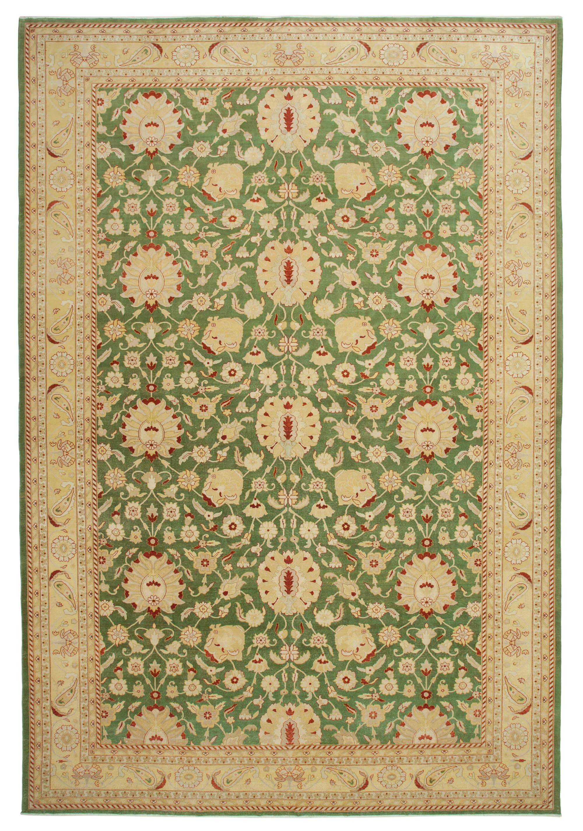 12 x 18 Green Oushak Rug - 4222