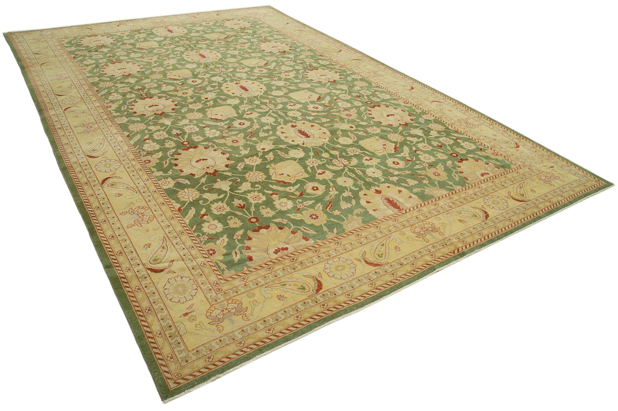 12 x 18 Green Oushak Rug - 4222